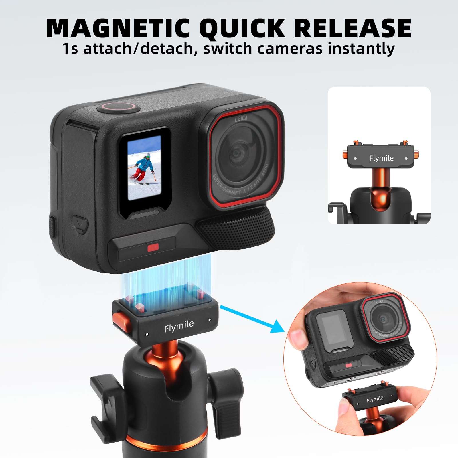 Tripod for Insta360 X5 ACE Pro 2, 21” Selfie Stick Quick Release Extension Rod Mini Table Desk Portable Handle Grip Stand with Cold Shoe for Insta 360 X5 X4 Air, ACE Pro 2 Accessories 3