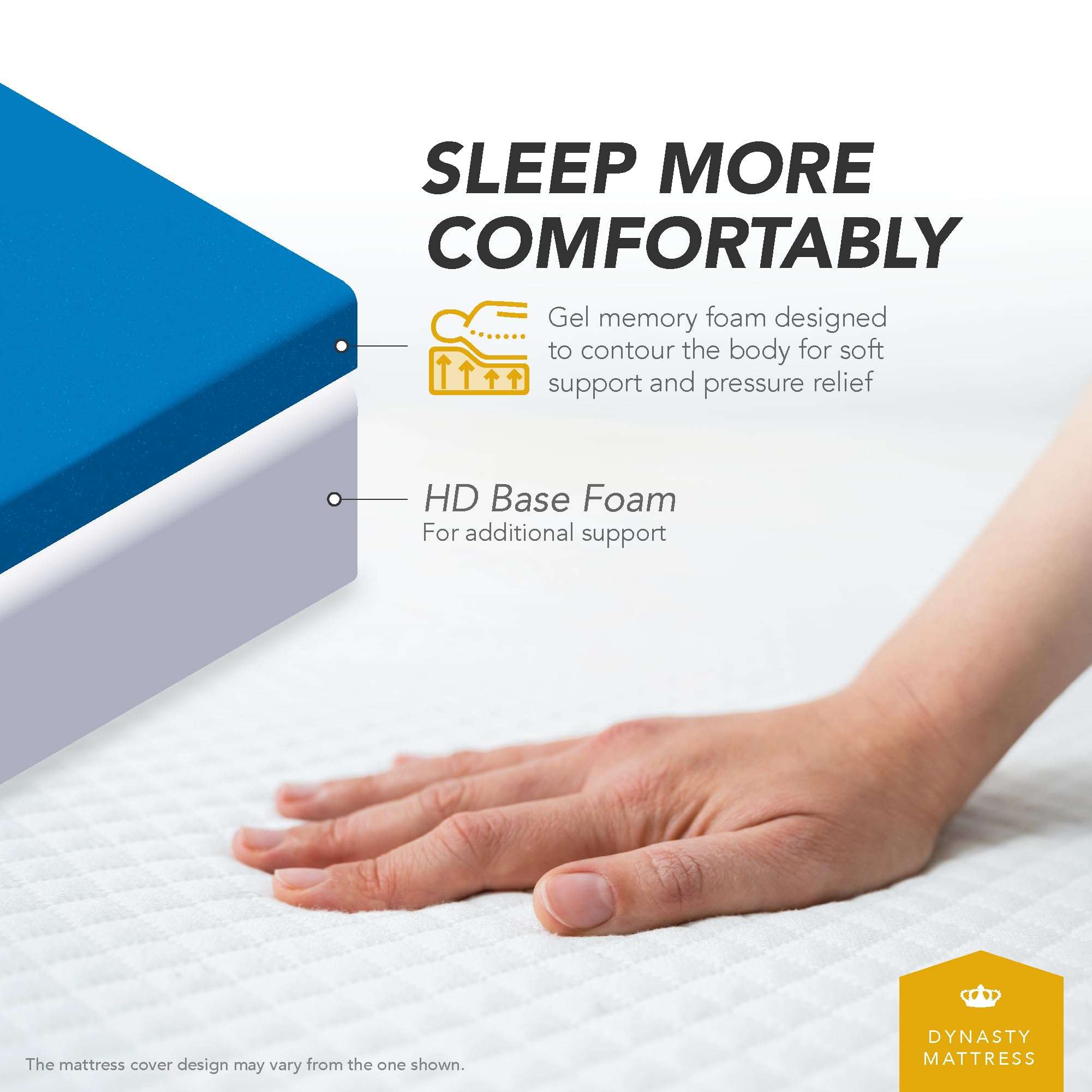 DynastyMattress Sofa Bed Mattress Queen Size 4-inch CoolBreeze Gel Memory Foam Sleeper for Convertible Folding Sofa & Couch Beds, Sofa Not Included (USA Made) 6