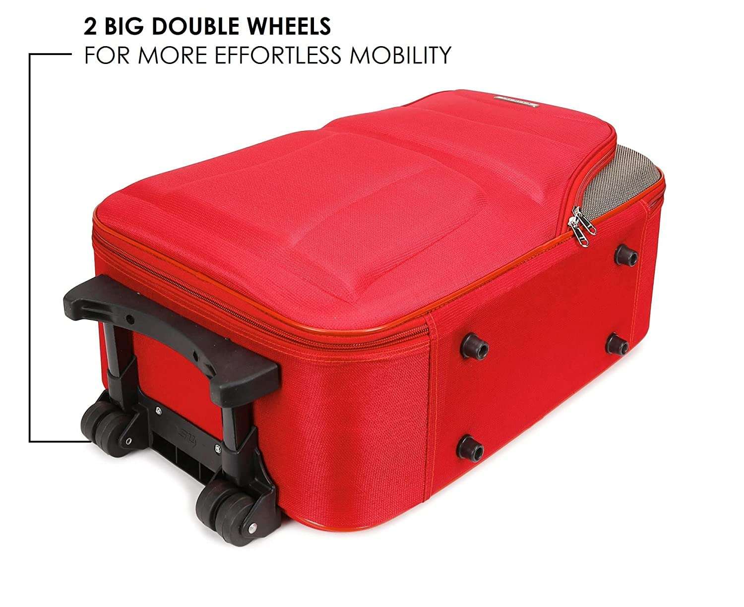 New Jersey Travellers Scottish Model Polyester Soft-Side 55cm Small Cabin 2 Wheels Luggage Trolley Bag with Spinner Wheels (Small, Red Brown) 3