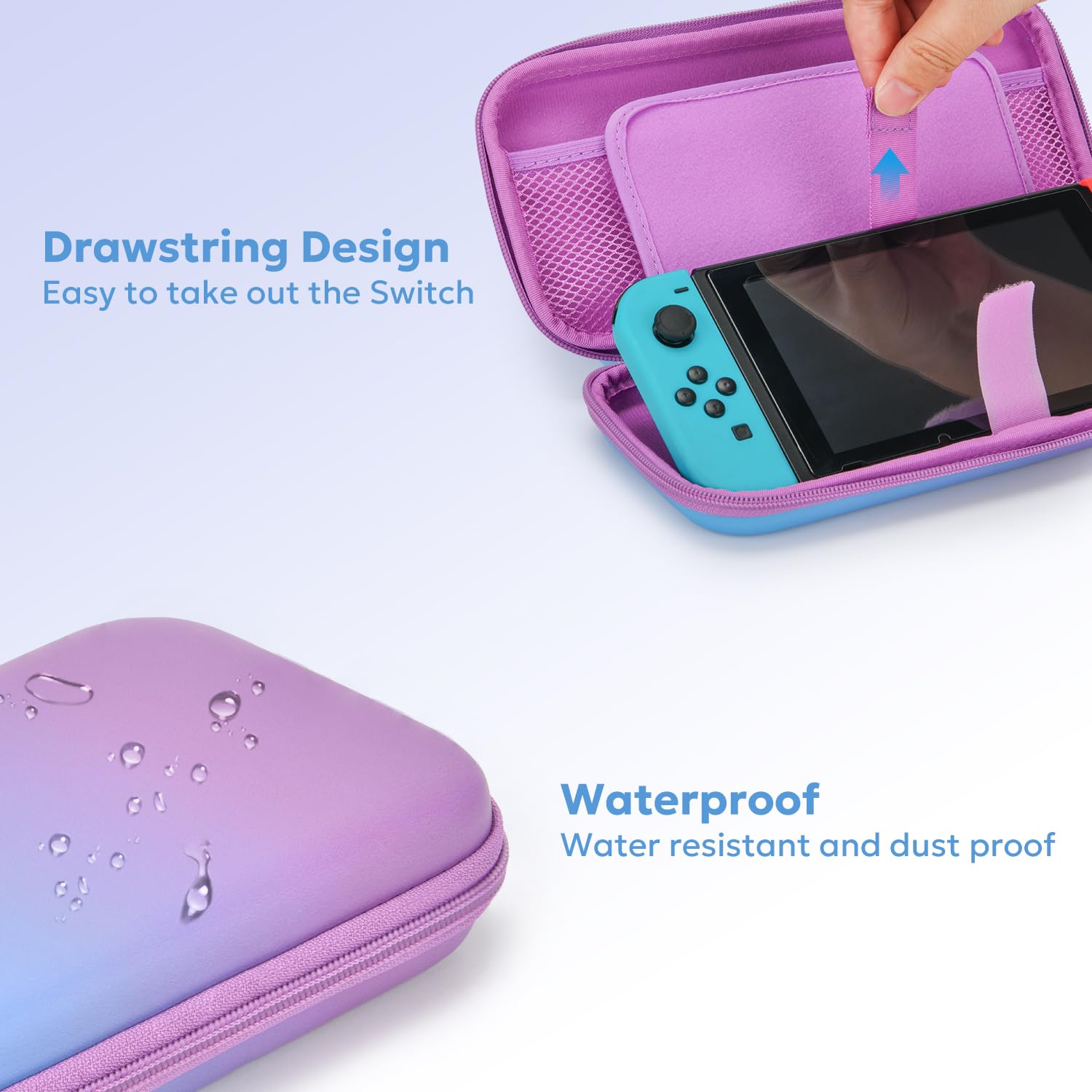 Switch Case for NS Switch, innoAura 16 in 1 Switch Accessories Bundles with Switch Carrying Case, Switch Game Case, Switch Protective Case, Switch Screen Protector (Blue-purple Gradient) 6