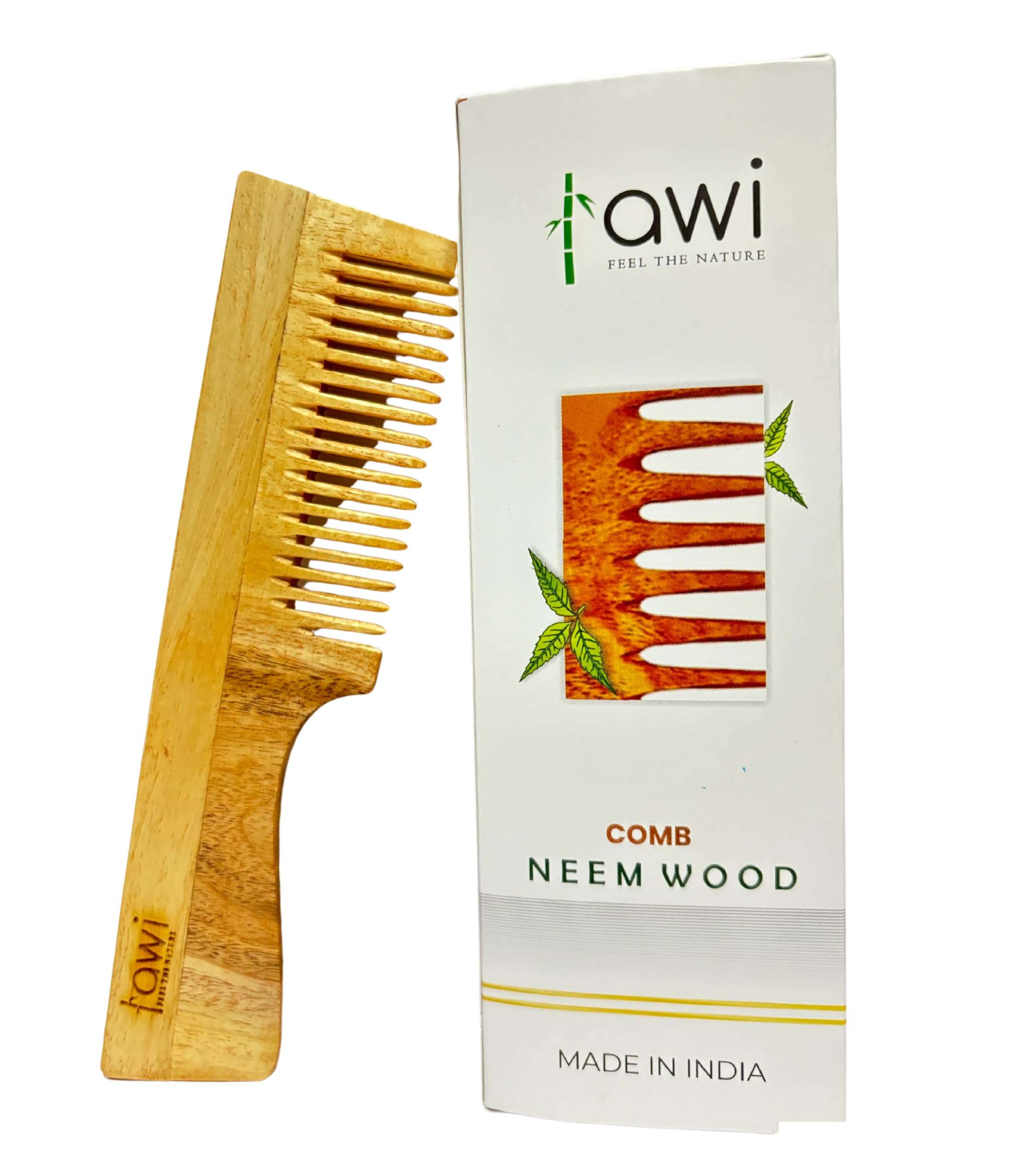 Awi Kacchi Neem Wooden Comb - Pack of 3 Soaked In Neem Oil For Multi-Actions - Detangling, Frizz Control & Shine,Suited for Hair Growth, Hair fall & Dandruff Control For All Hair Types 4