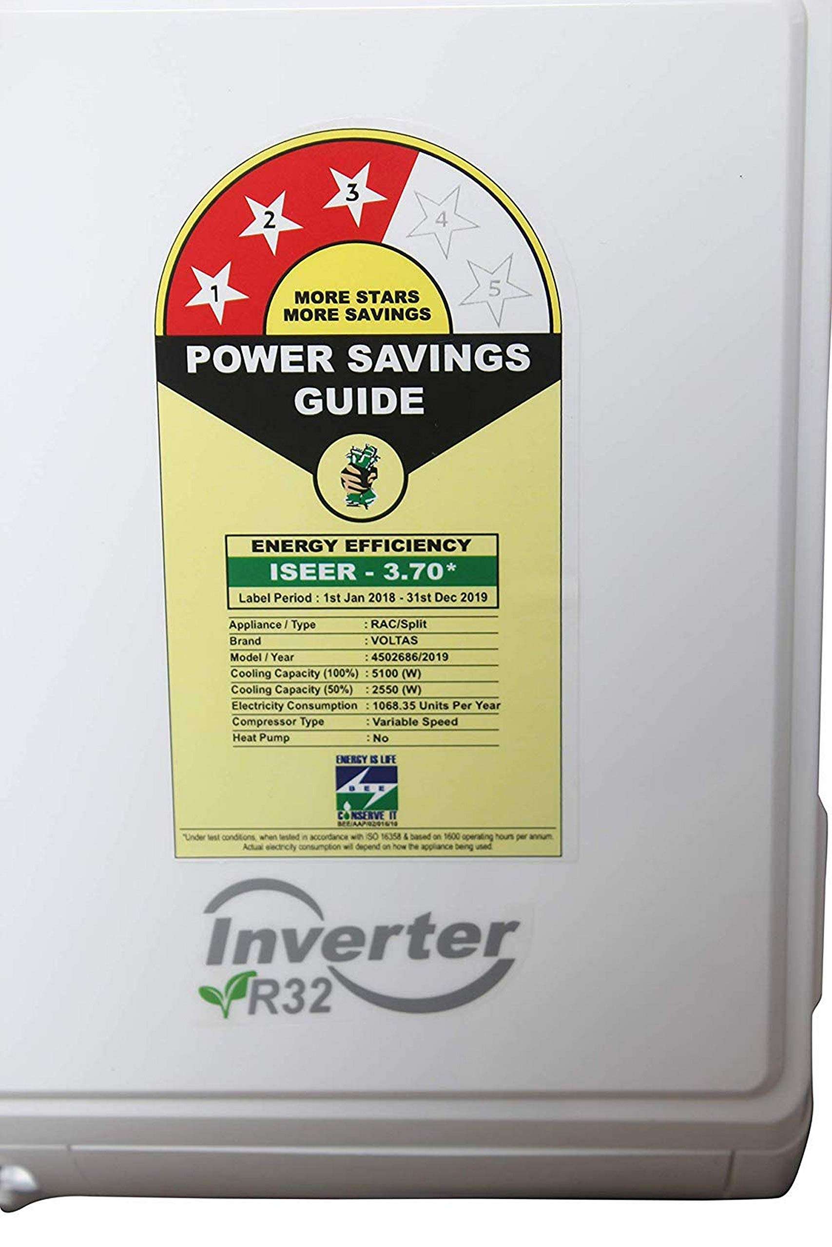 Voltas 1.5 Ton 3 Star Inverter Split AC (Copper 183VADW White) 2