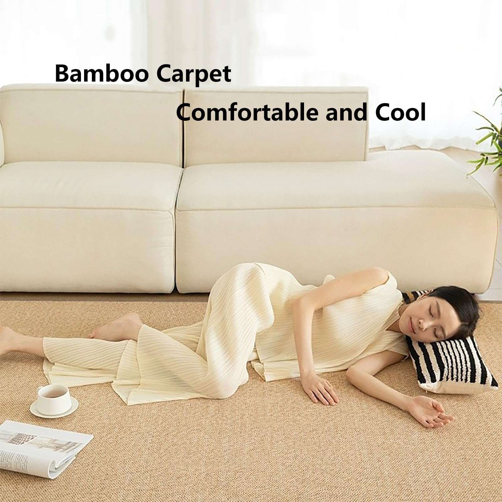 DESALAI Modern Natural Sisal Carpet,Non Slip Solid Color Area Rugs,Rectangular Jute Fiber Rugs,Tea Room Floor Mats for Living Room Bedroom(60x180cm(24x71inch), G) 3