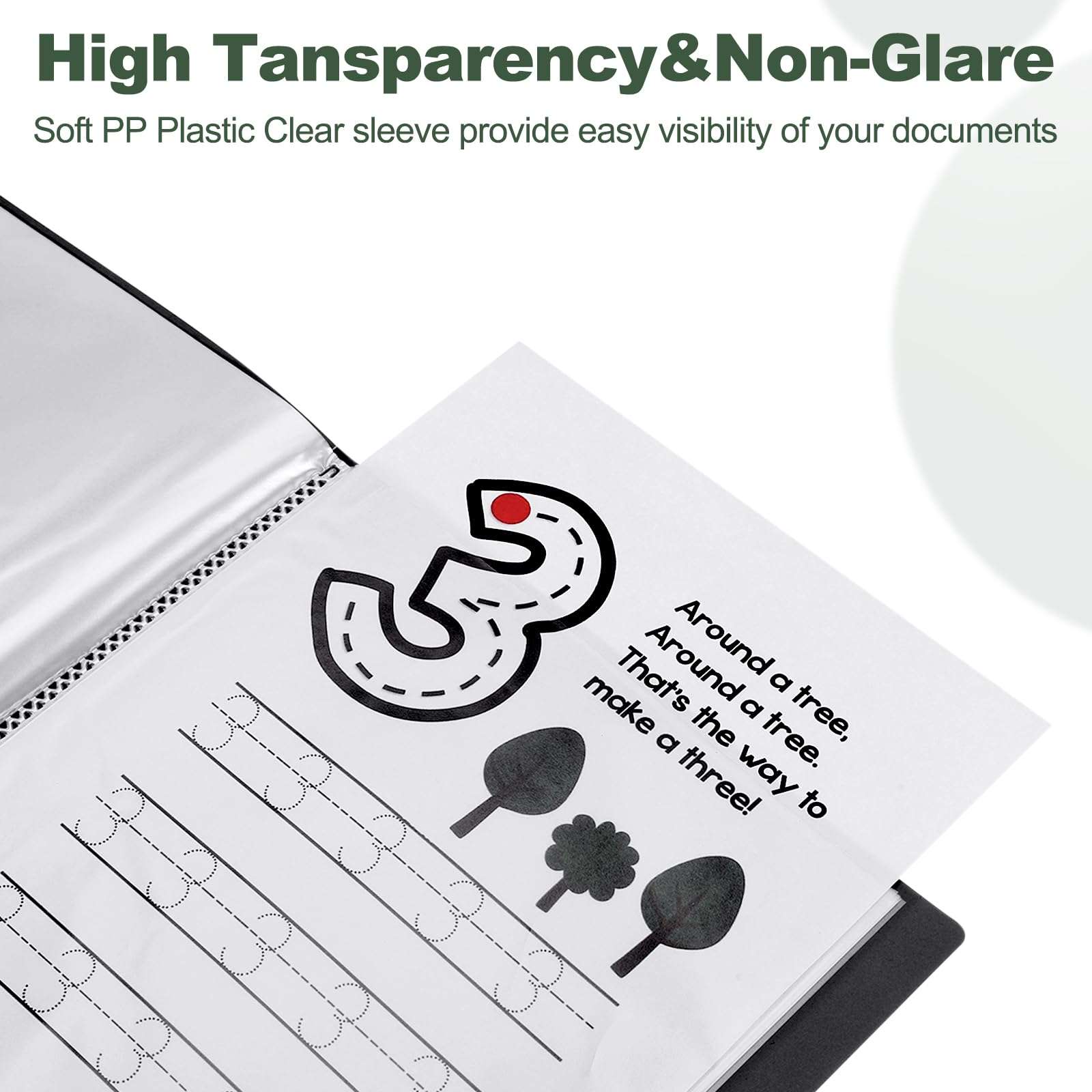 M&G 60-Pocket Binder with PP Plastic Sleeves A4(Black), 2 Pack Art Portfolio Wide Folder with Clear Sheet Protectors, Display 120 Pages for Organizing Documents, 310x255x36mm 5