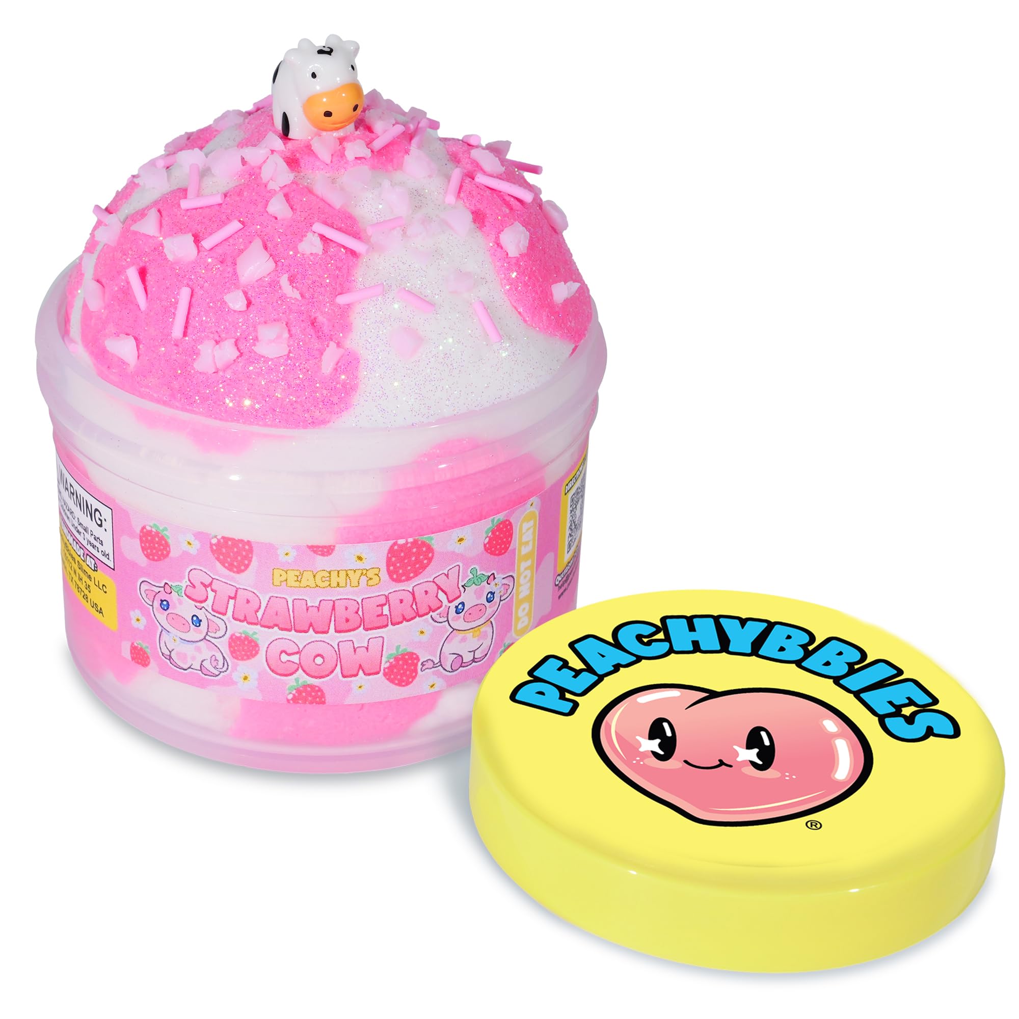 Peachybbies Strawberry Cow Cloud Slime - Made in USA Premium, 100% Authentic, 7 oz., Scented for Kids, ASMR, Slime Charms, Fidget Toys 1