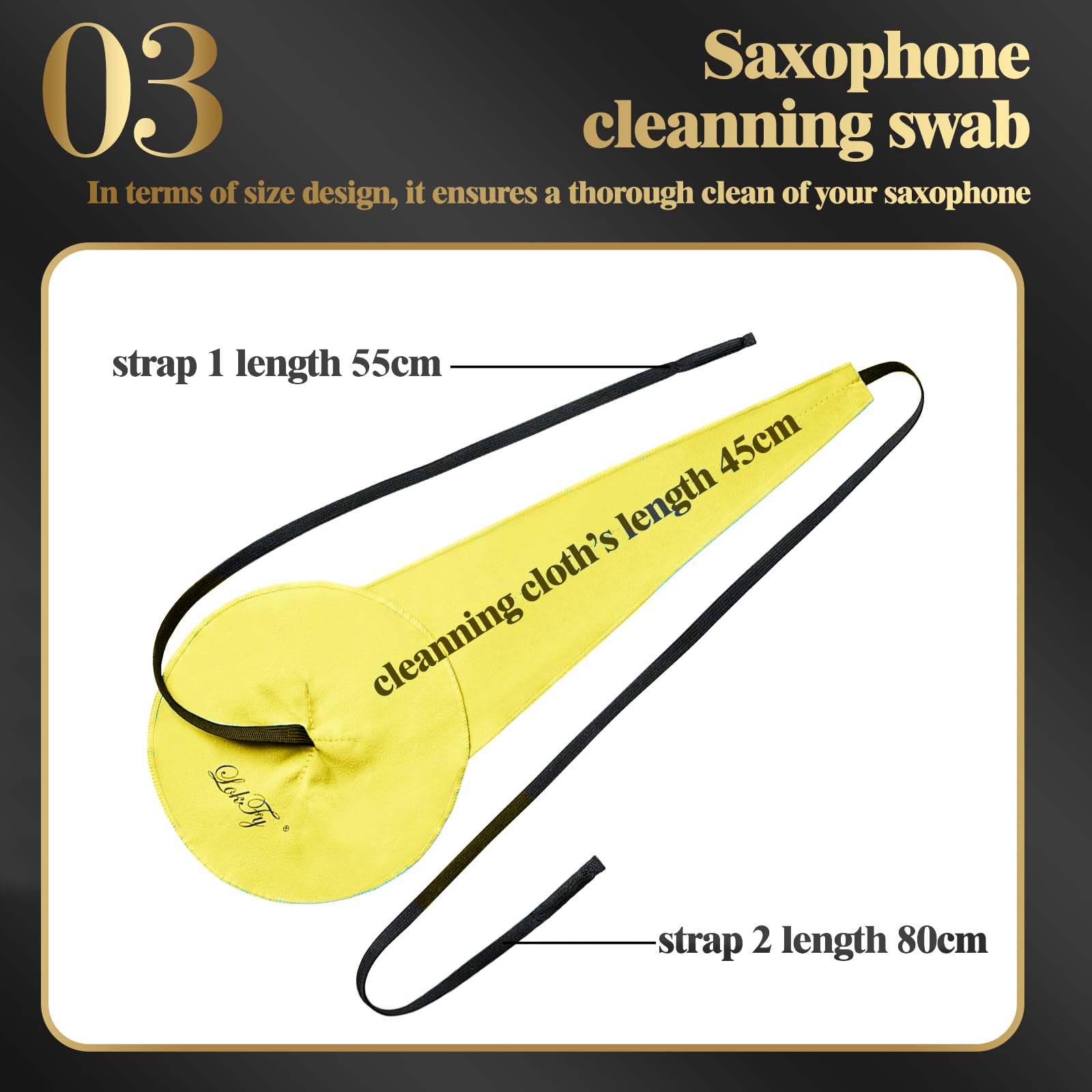 Lerodite Saxophone Cleaning Cloth Cleaning Care Tool for Flute Sax Inside Tube (Yellow) 5