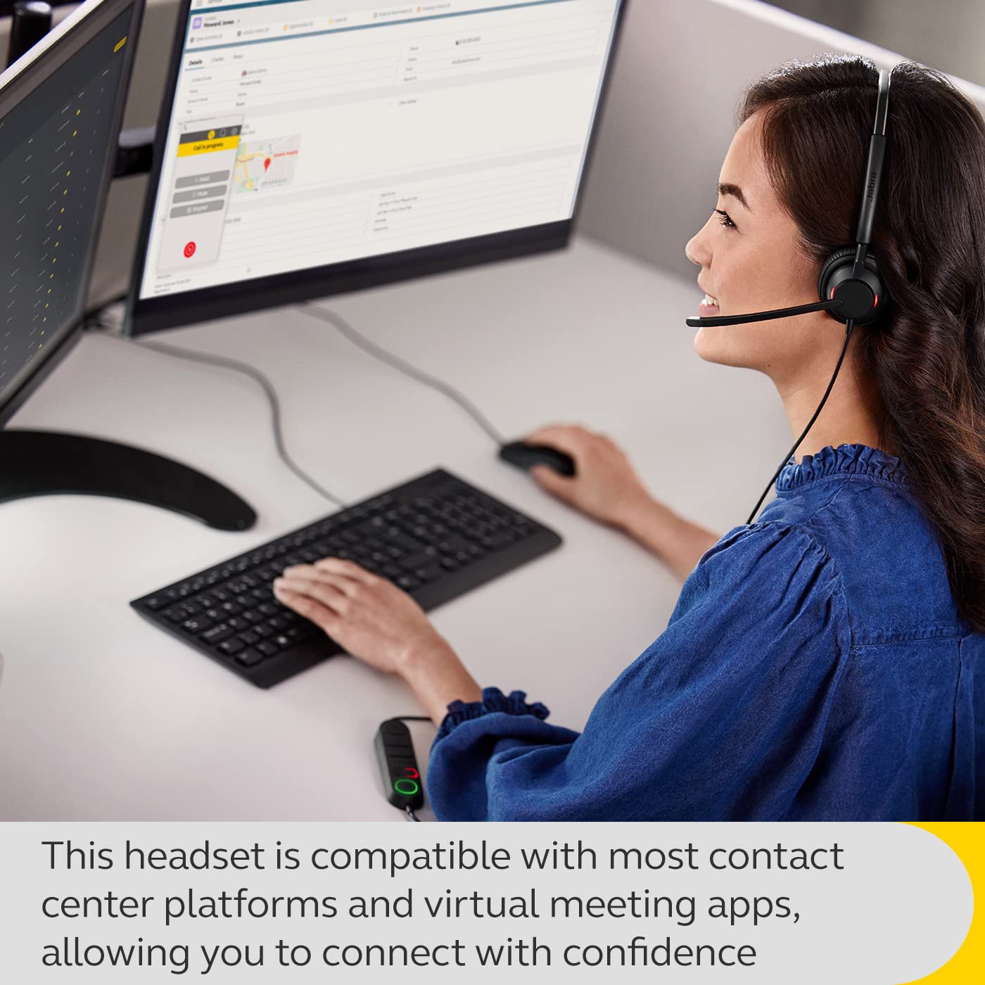 Jabra Engage 40 Wired Mono Headset - Noise-Cancelling 2-Mic Technology and USB-A Cable, Ultra-Lightweight - Works with All Leading Unified Communications Platforms Such As Zoom, Unify - Black 6