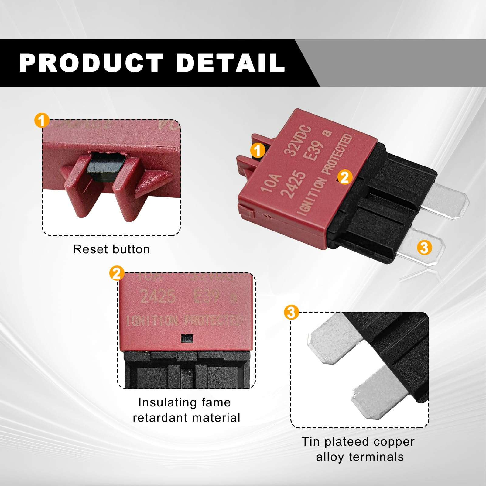 5PCS Manual Reset Low Circuit Breaker Blade Fuse E39-32V 15A Mini Fuse Circuit Breakers for Car Truck RV Automotive Marine Boat Trolling Motor &ATC ATO 32VDC 4