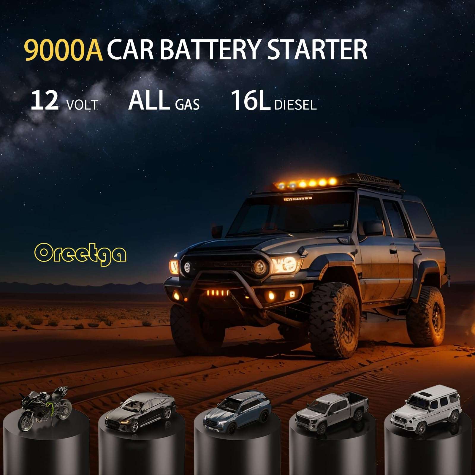 5000A Jumper Starter with Air Compressor & 9000A Car Battery Booster Jumper Box, 150PSI Car Tire Inflator Air Pump for All Gas/16.0L Diesel 5