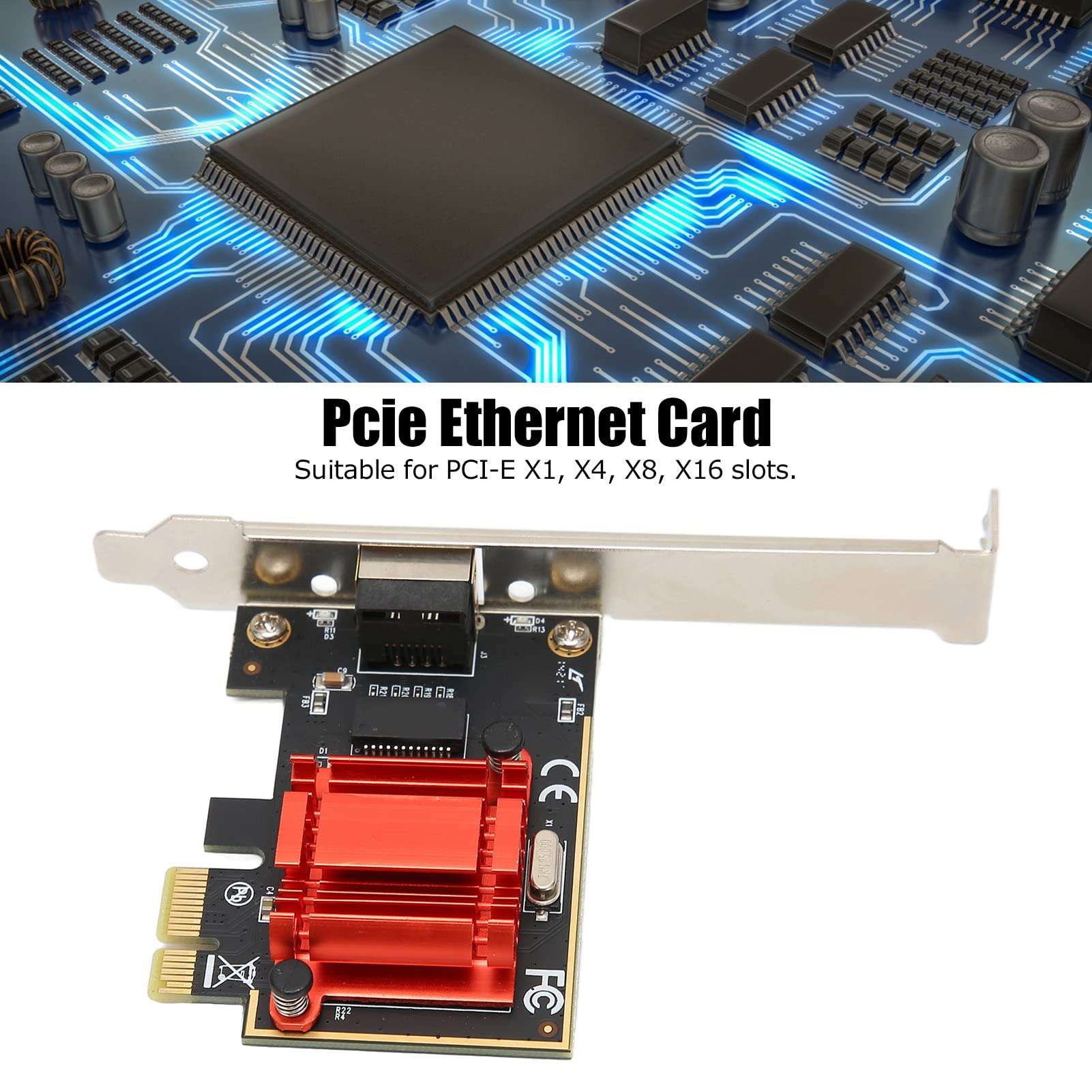 PCIe Ethernet Card, Desktop PCIe Network Adapter, PCI Express X 1, Support PXE 10/100/1000Mbps RJ45 LAN Full Duplex Half Duplex Gigabit Ethernet Card 3