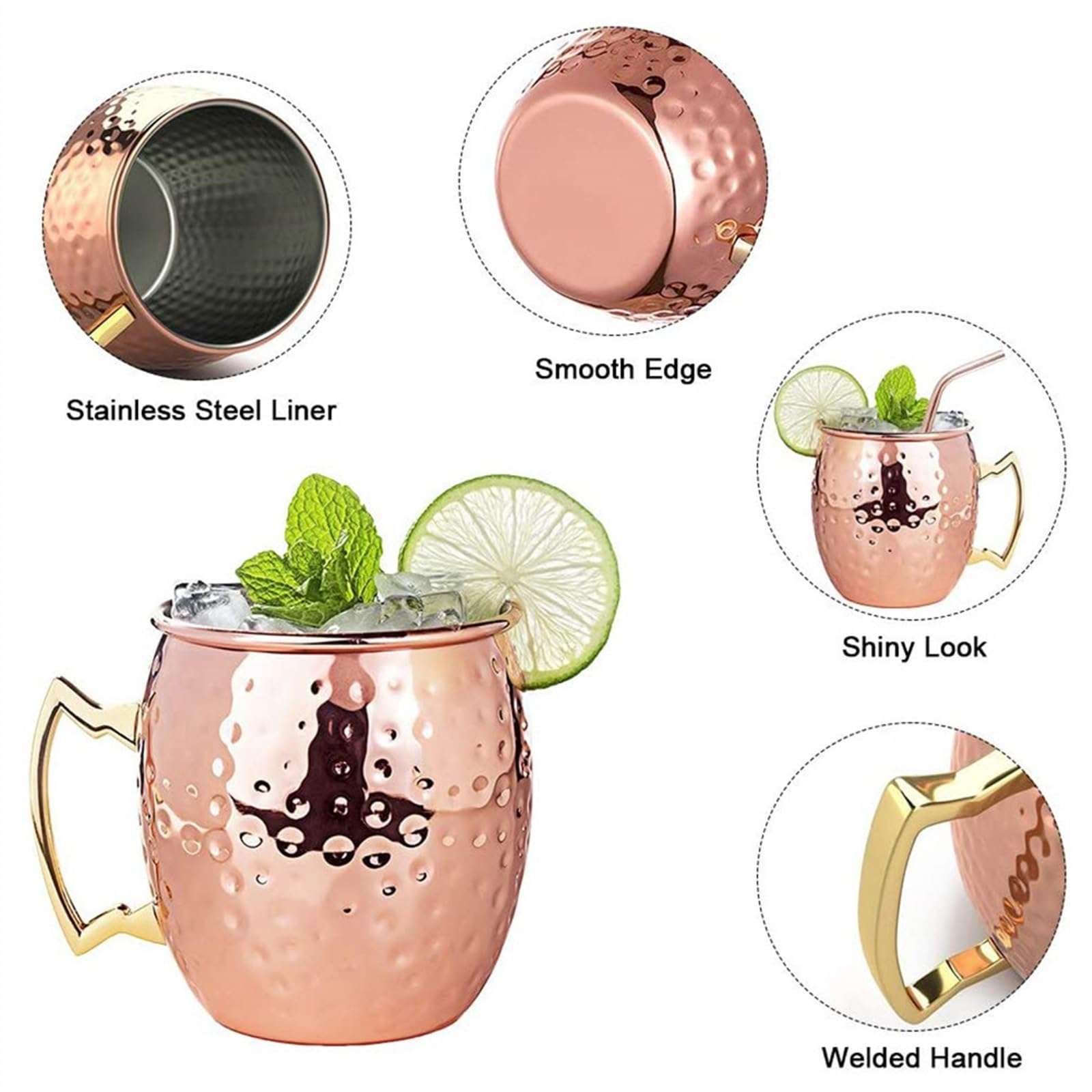 HASMI Coffee Cup Cocktail Wine Cup Mug Stainless Steel Copper Plated Beer Cup Coffee Cup Drinkware Champagne Cup Tea Cup(Color:2), Dingzhebo2022 5