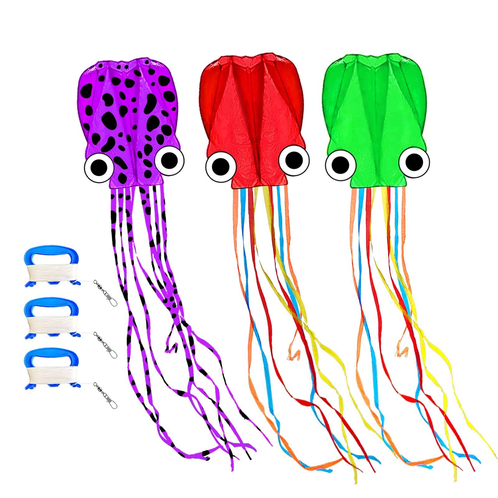 Mint's Colorful Life Octopus Kite (Purple Spotty&Green&Red) 1
