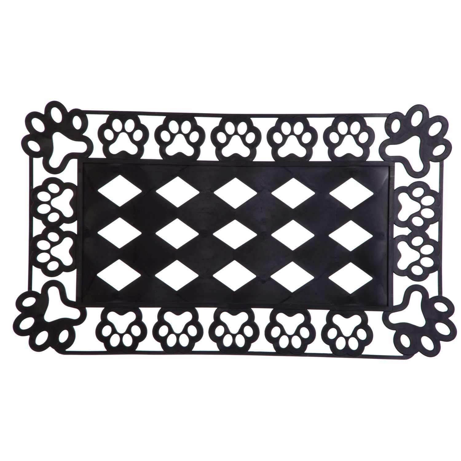 Evergreen Sassafras Dog Doormat Insert Bundle & Tray Set of 4, Paw Print Interchangeable Entrance Door mats Indoor and Outdoor Welcome Mat 30 x 18 Tray Non Slip Backing Low Profile 3