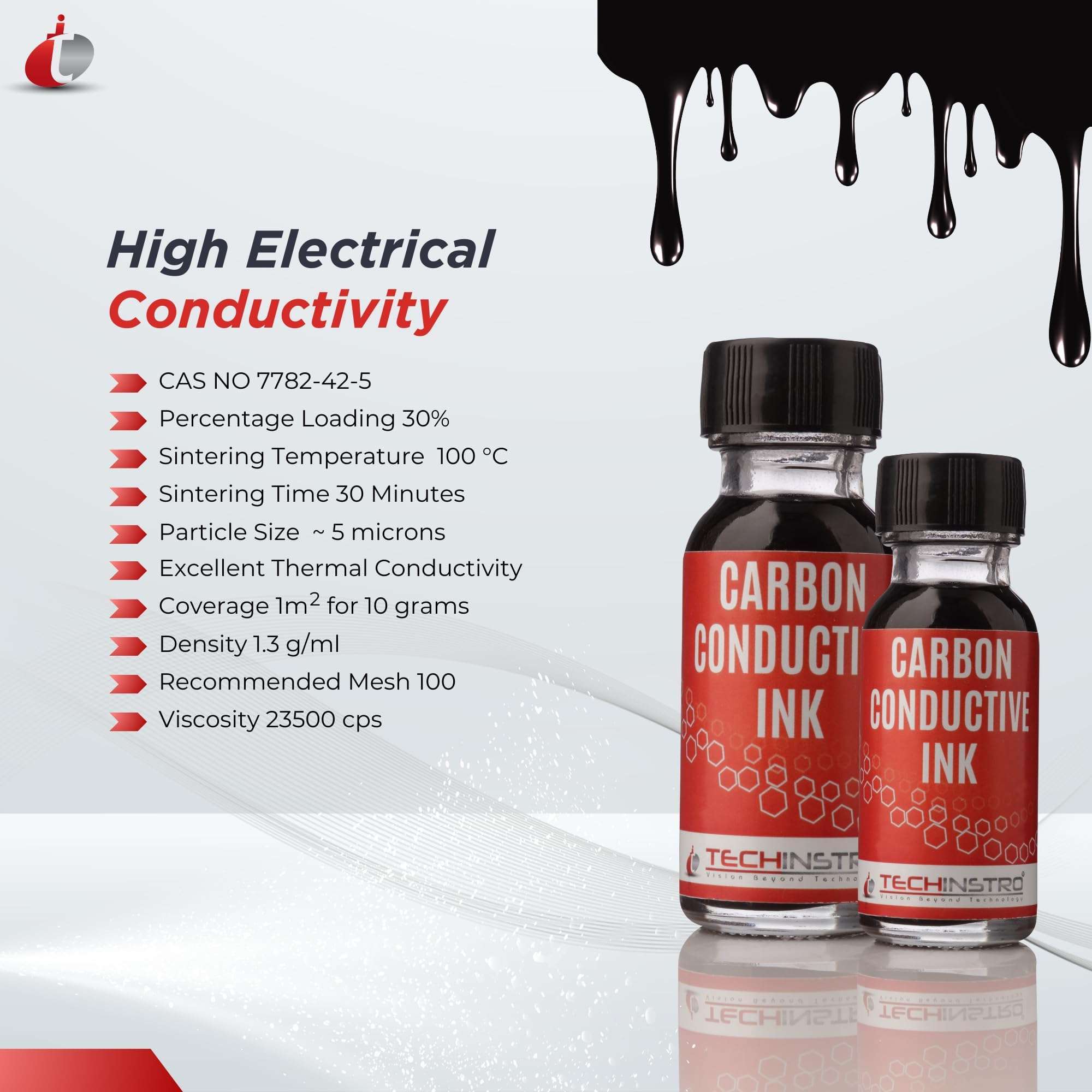 Techinstro Black Carbon Conductive Ink (Pack of 100 ml) 4