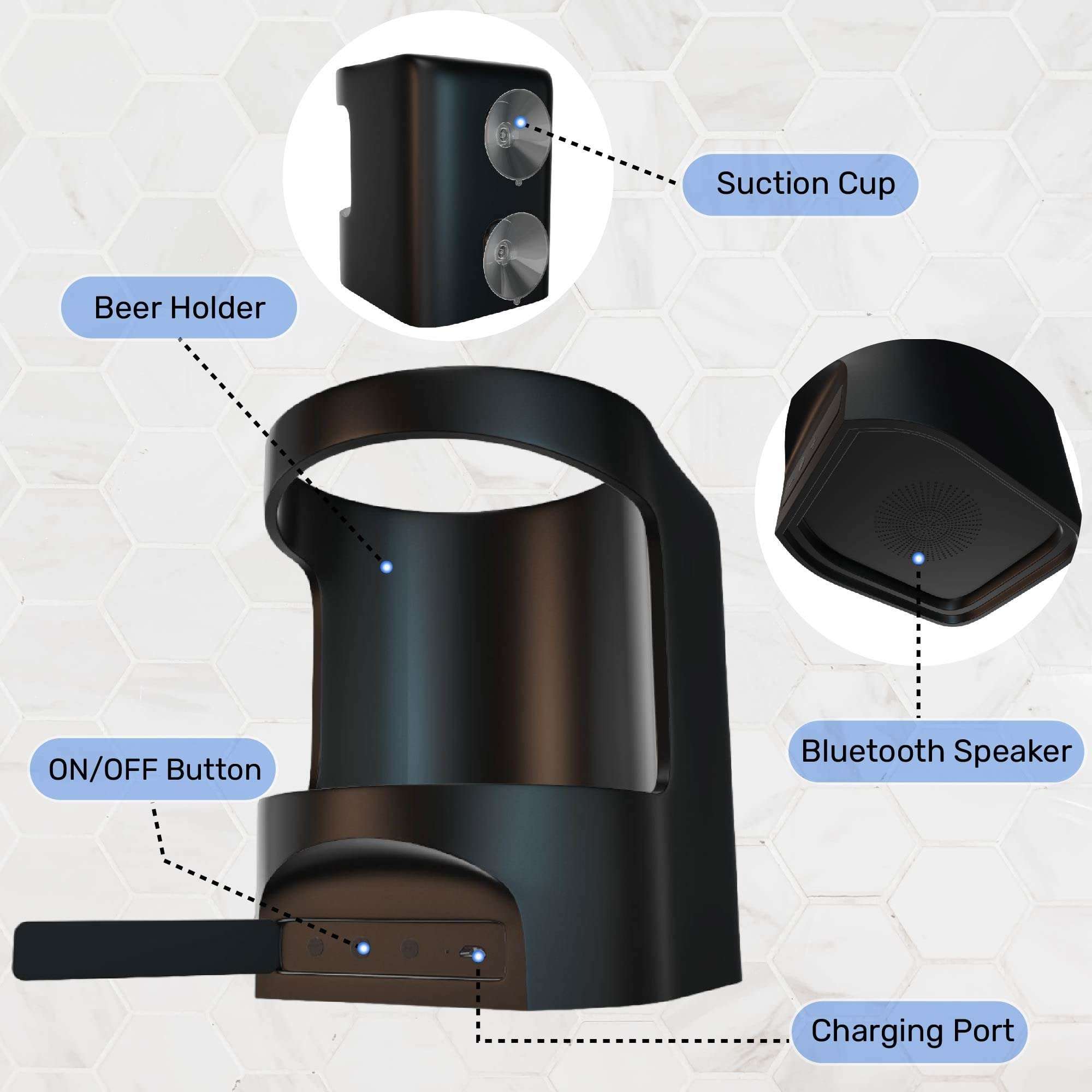 Gabba Goods Beer Holder/Premium Shower Speaker Bluetooth 4.2 Wireless Portable Shower/Bath Water Resistant Beer Holder Speaker with Built in Microphone 3