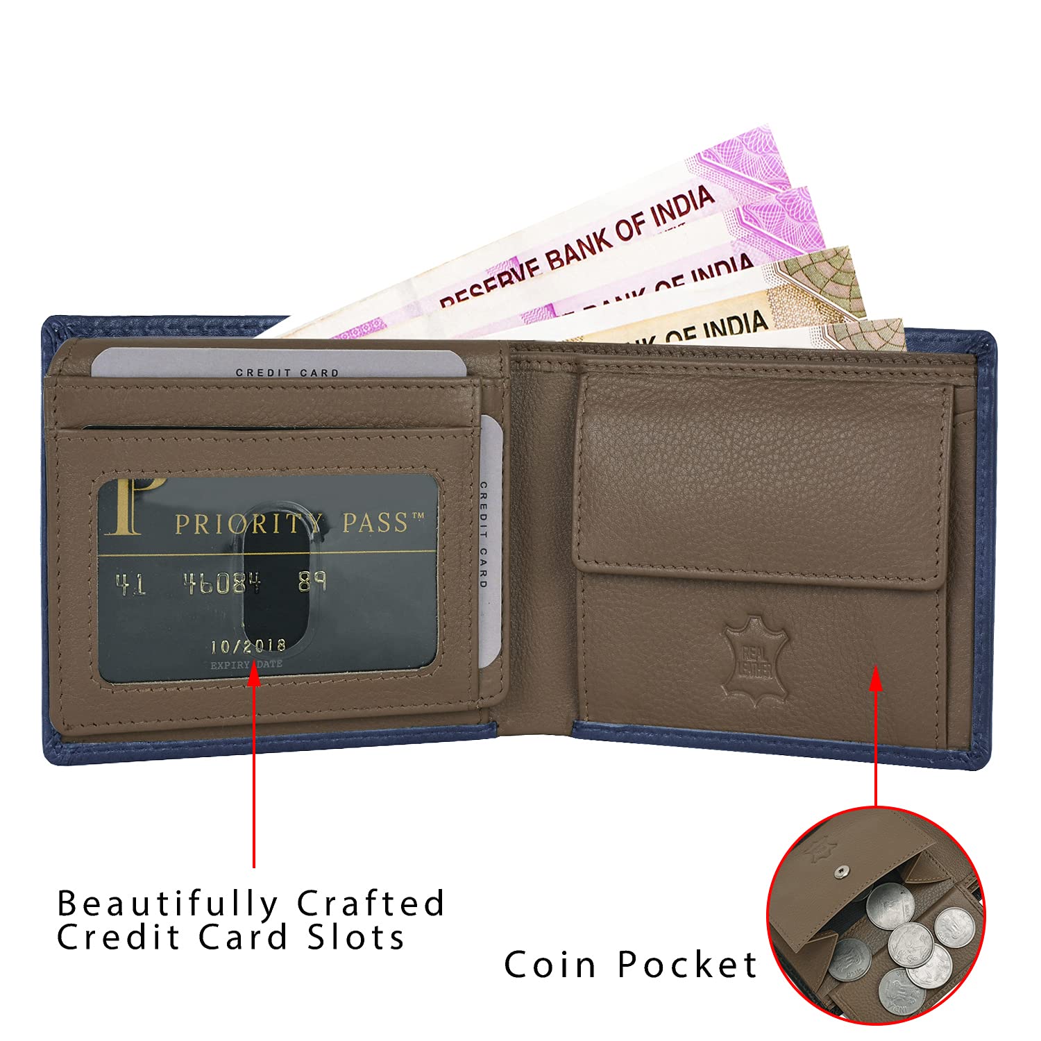 Rigohill Dusky Navy/ Mud Mens Leather Wallet | Leather Wallet for Men | RFID Mens Wallet 3