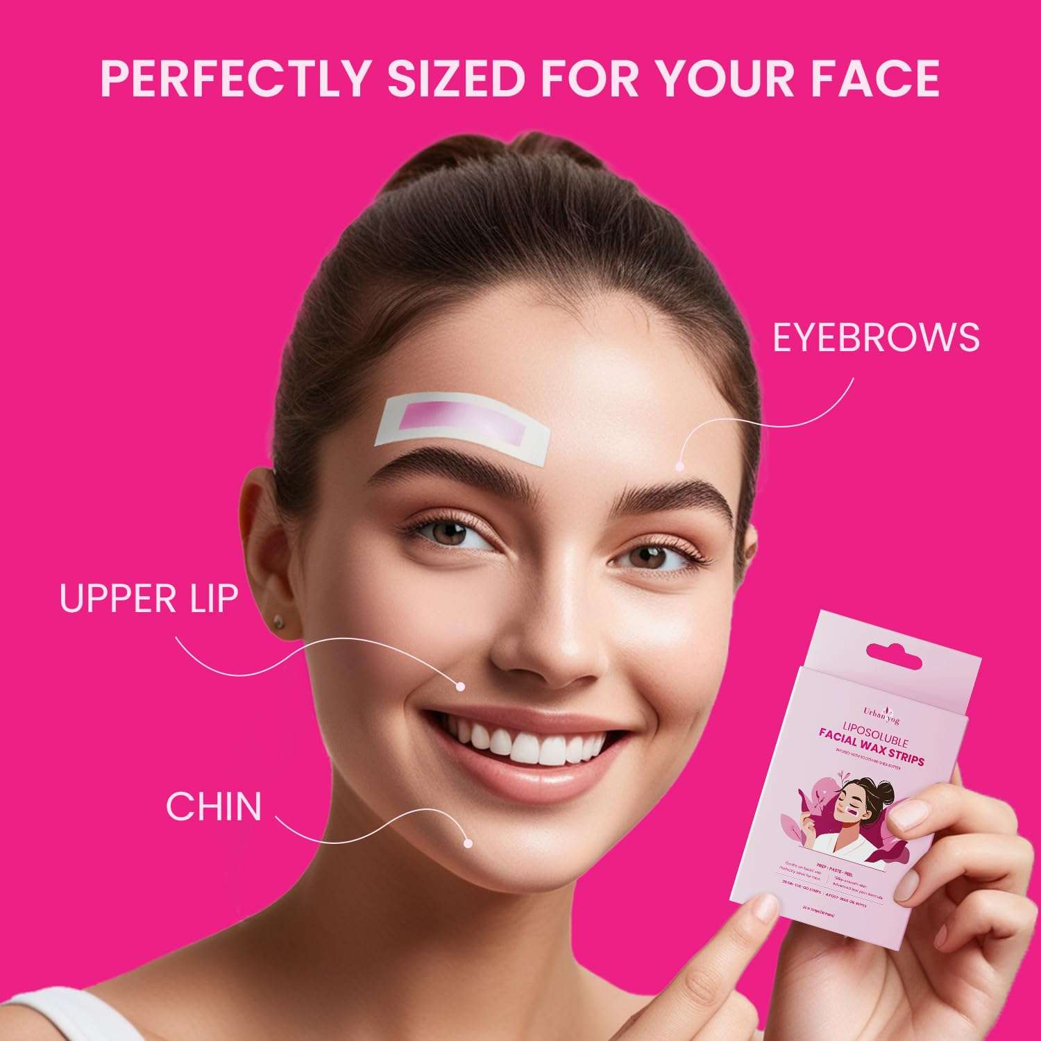 Urban Yog Small Liposoluble Facial Wax Strips for Women - 20 Wax Strips + 4 Post-Wax Wipes | Gentle Facial Hair Removal Face Wax Strip for Upper Lip, Eyebrows, Chin, Sidelocks 5