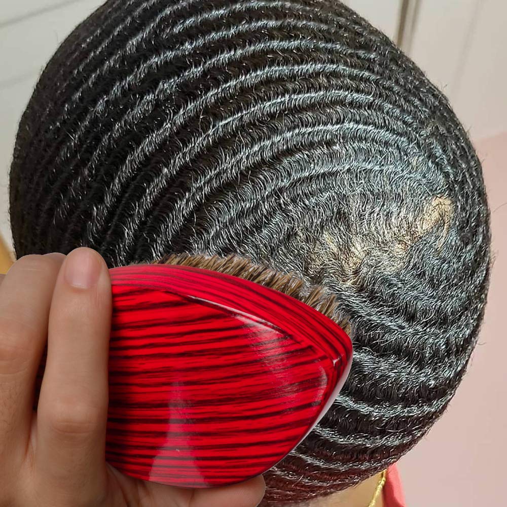 Medium Hard Curve Wave Brush for Men&Women 360 Waves Reinforced Natural Boar Bristles Hair Brush for Polishing&Laying Down Hair with Durag 5