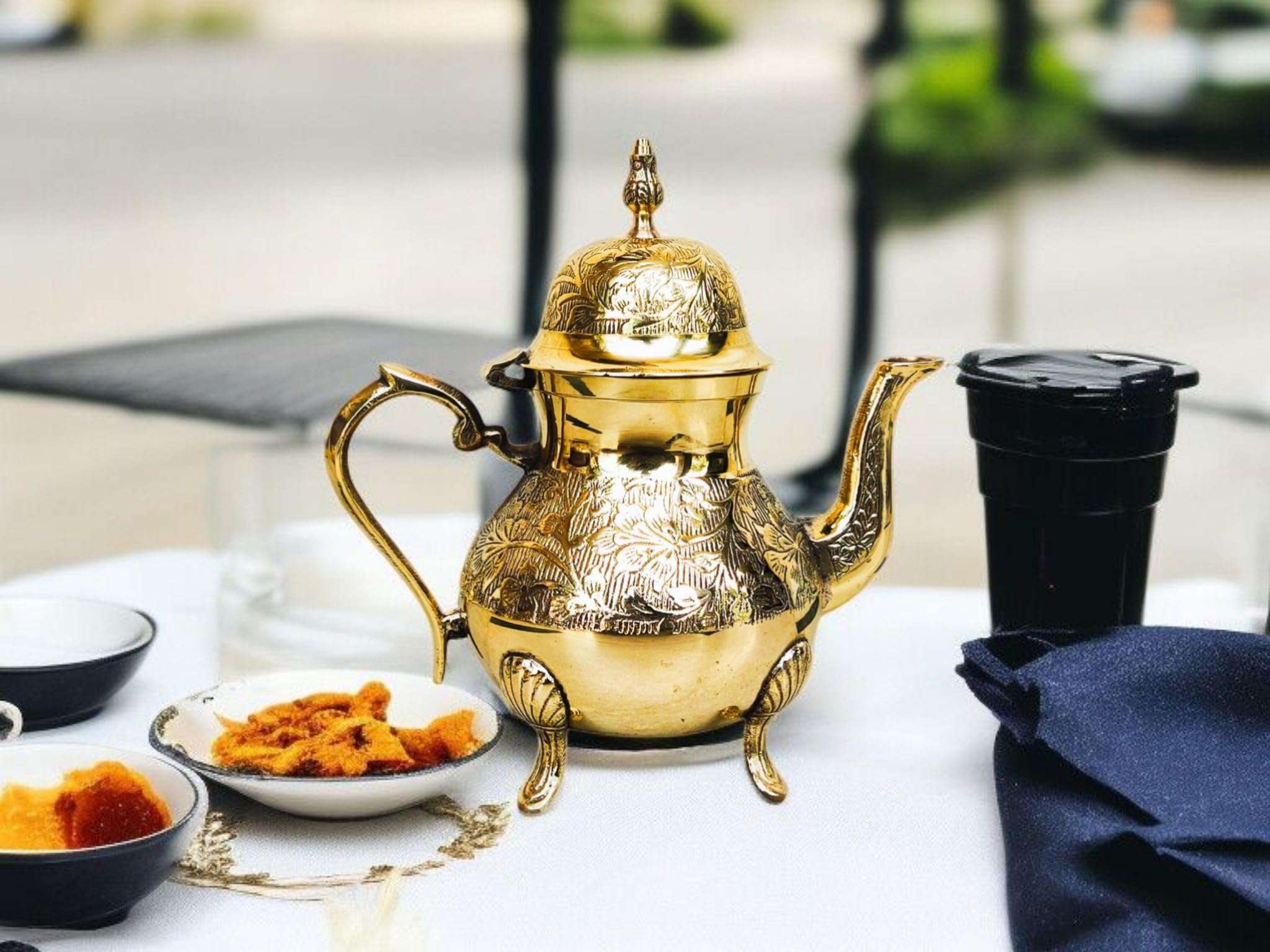 Brass Etching Design Stylish Tea Kettle Pot Mughlai Style Traditional Home Decor & Hotels for Serving Tea Coffee.Brass Kettle | Etching Kettle | SERVEWARE | Tea Pot | Brass Tea Pot | 1
