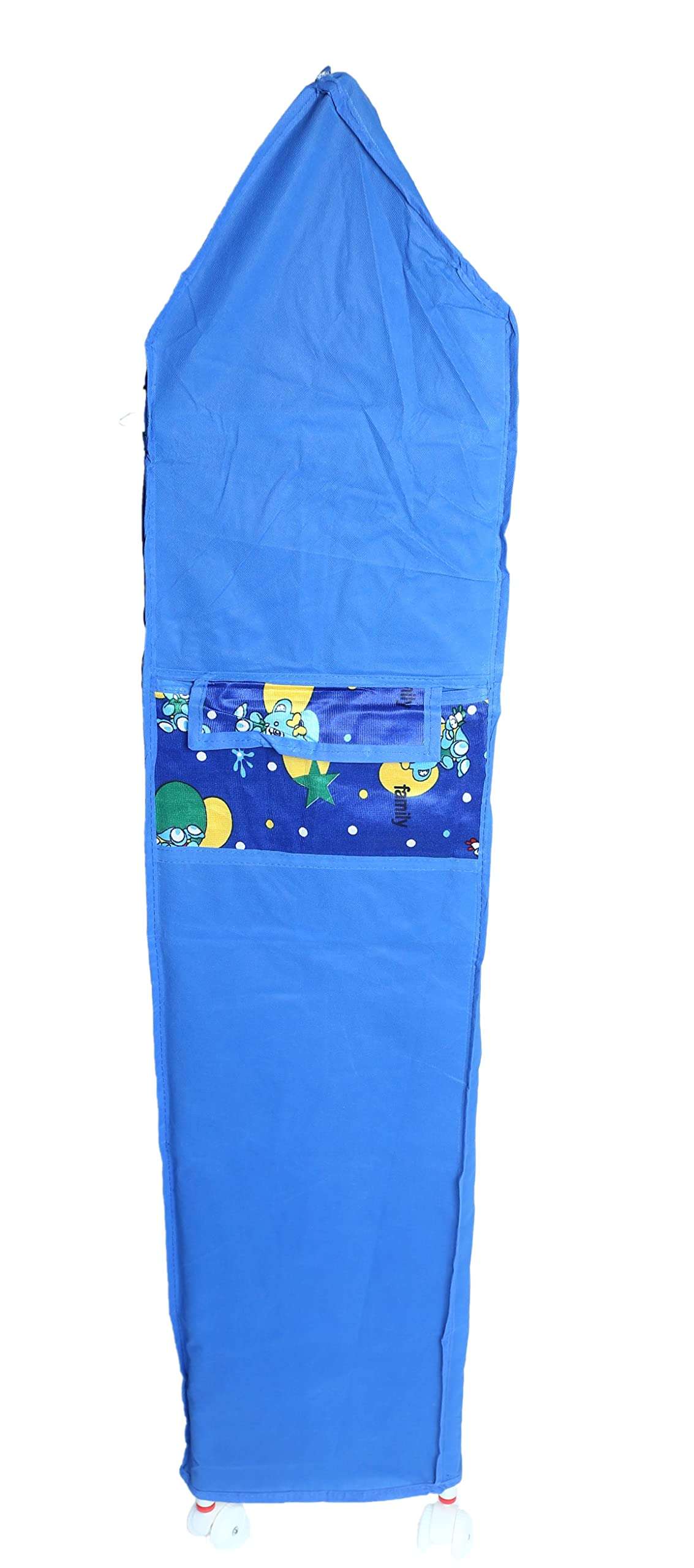 EVOHOME Evoshine® Colorful Design Cartoon Printed Cotton 6 Cabinet Hanging Baby Almirah, Kids Wardrobe, Cloth Organizer, Folding Almirah, Toy Box (Blue) 6