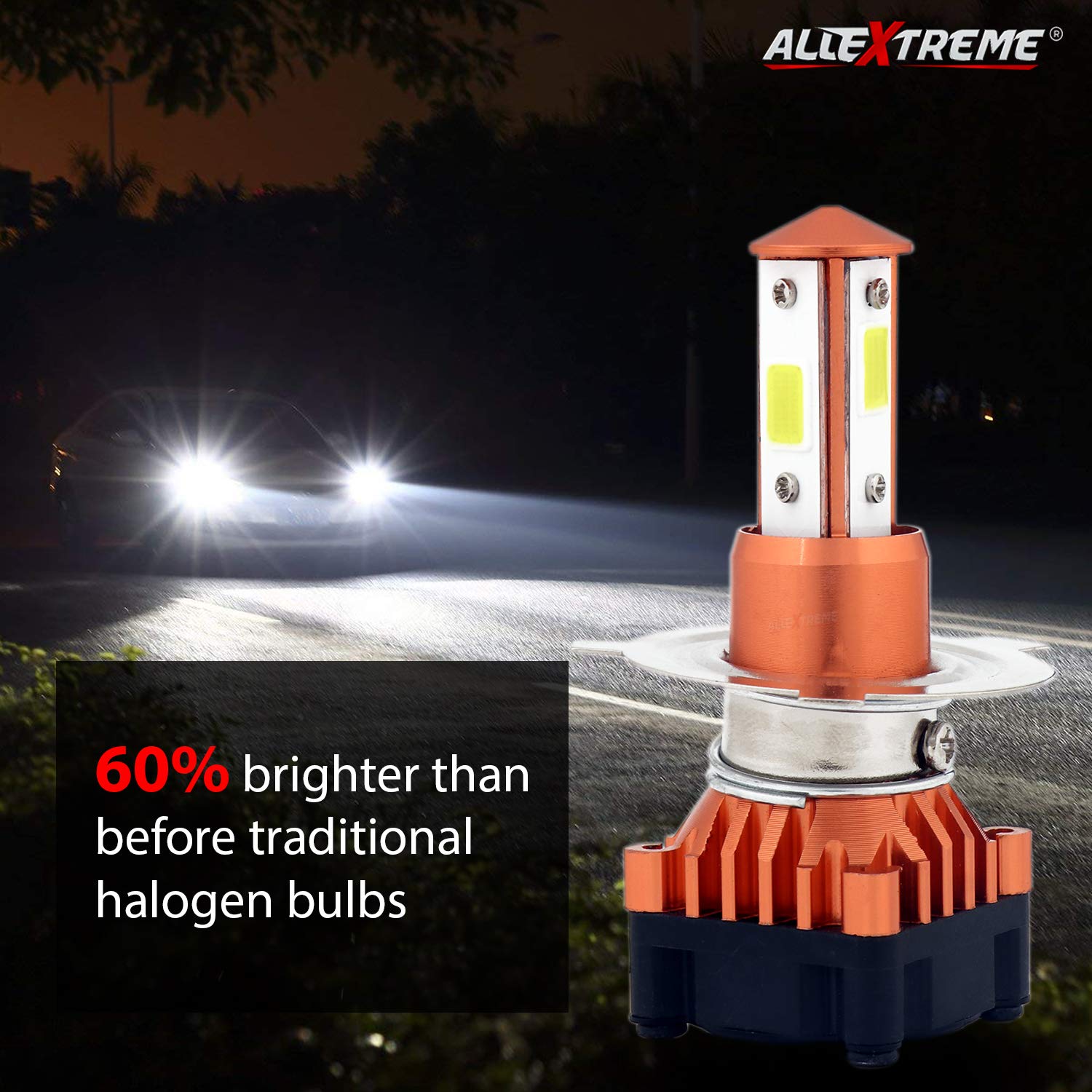 Allextreme Car LED H4 Headlight Conversion Kit Lamp Bulbs for Front Fog Headlamp for Cars and Bike (Cool White, 80W) - Pack of 2 3