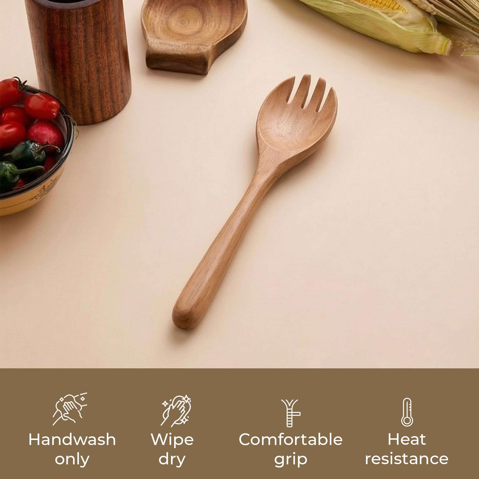 Neo At Home Mango Wooden Spoon Pack of 4 | Handcrafted Cooking Serving Spoon Pack | Food Safe Heat Resistant Eco Friendly Kitchen Utensils 5