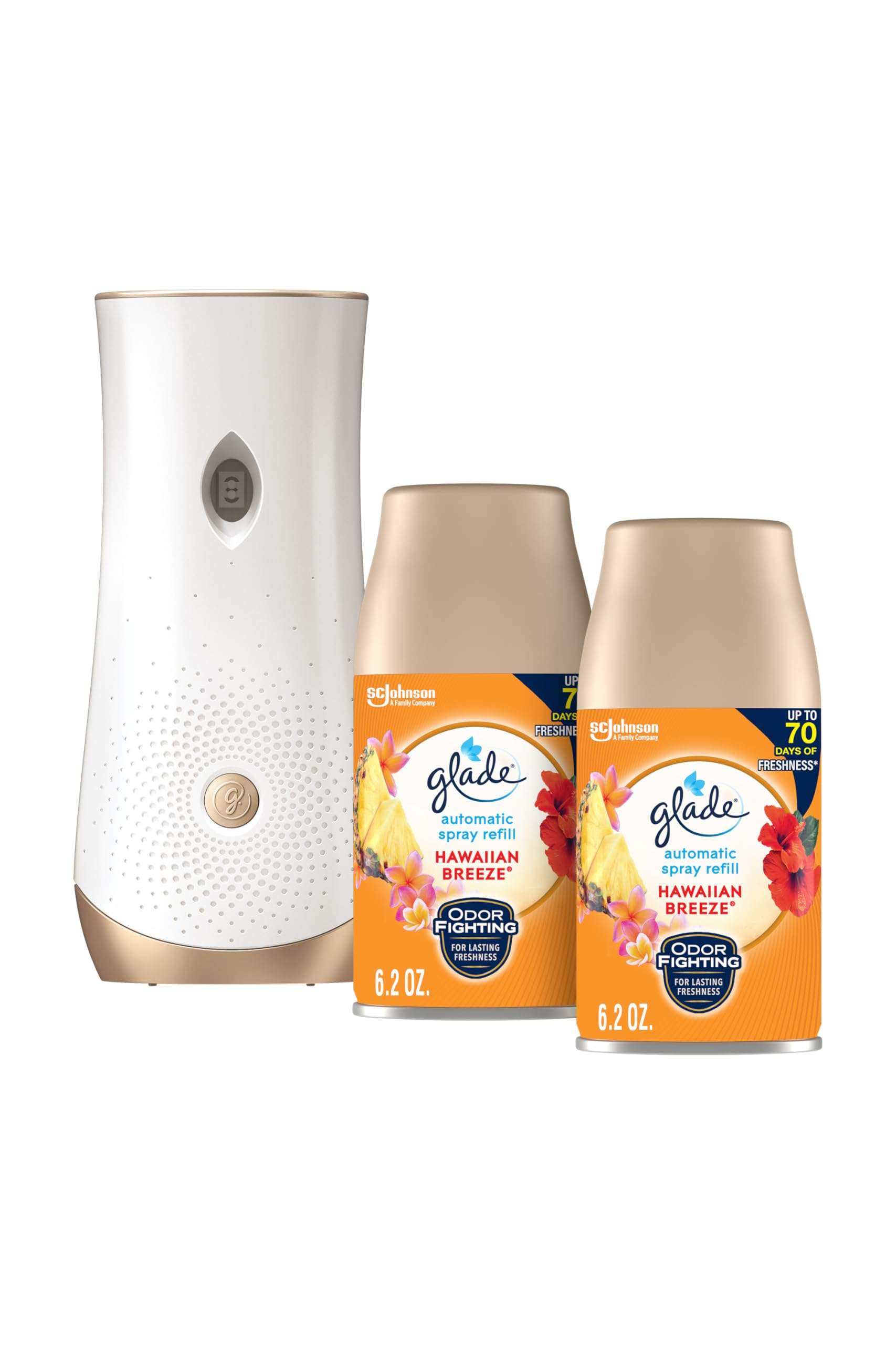 Glade Automatic Spray Refill and Holder Kit, Air Freshener for Home and Bathroom, Hawaiian Breeze, 6.2 Oz, 2 Count 1