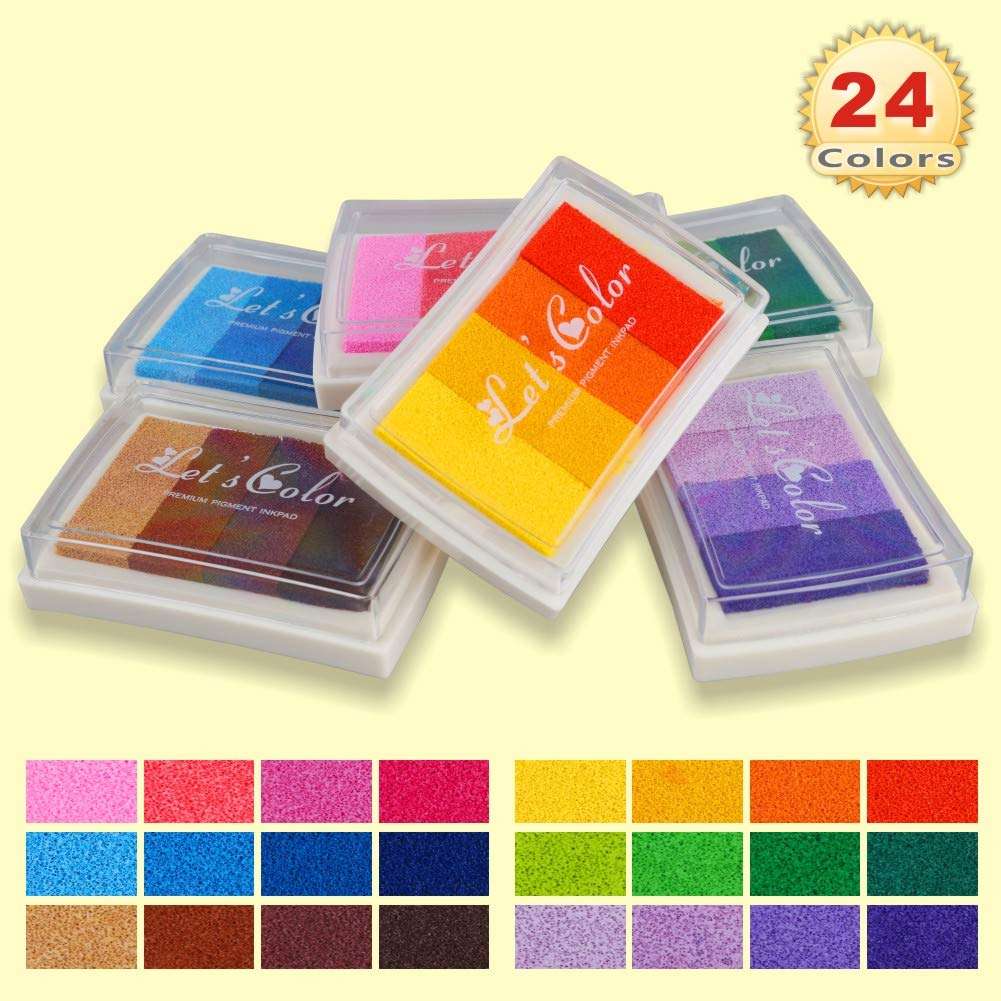 PMLAND Stamp Ink Pads for Craft, Stamp on Paper, Wood or Fabric, 24 Colors Assorted 3