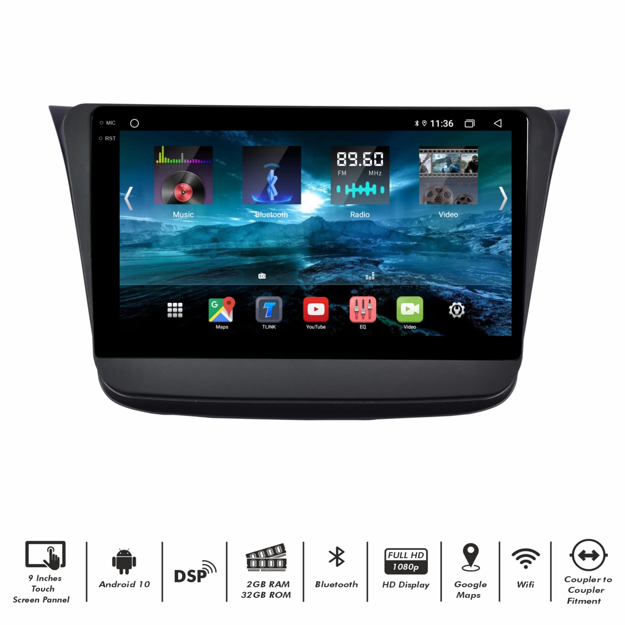 Mega Audio 9 Inches Newly Launch Advanced Android 10 System for Maruti Suzuki Wagon R with 2GB/32GB RAM & ROM with Wireless Apple Carplay and Android Auto 6