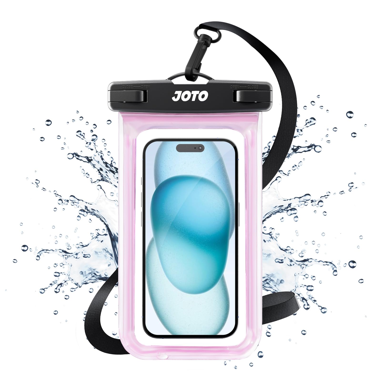 JOTO Up to 7" Universal Waterproof Phone Case for iPhone 17 Air 16 15 14 13 12 11 Plus Pro Max, IPX8 Cellphone Dry Bag XR X SE, Galaxy S23 S22 S21 S20+ S20 S10 Plus Note, Pixel -Clearpink 1