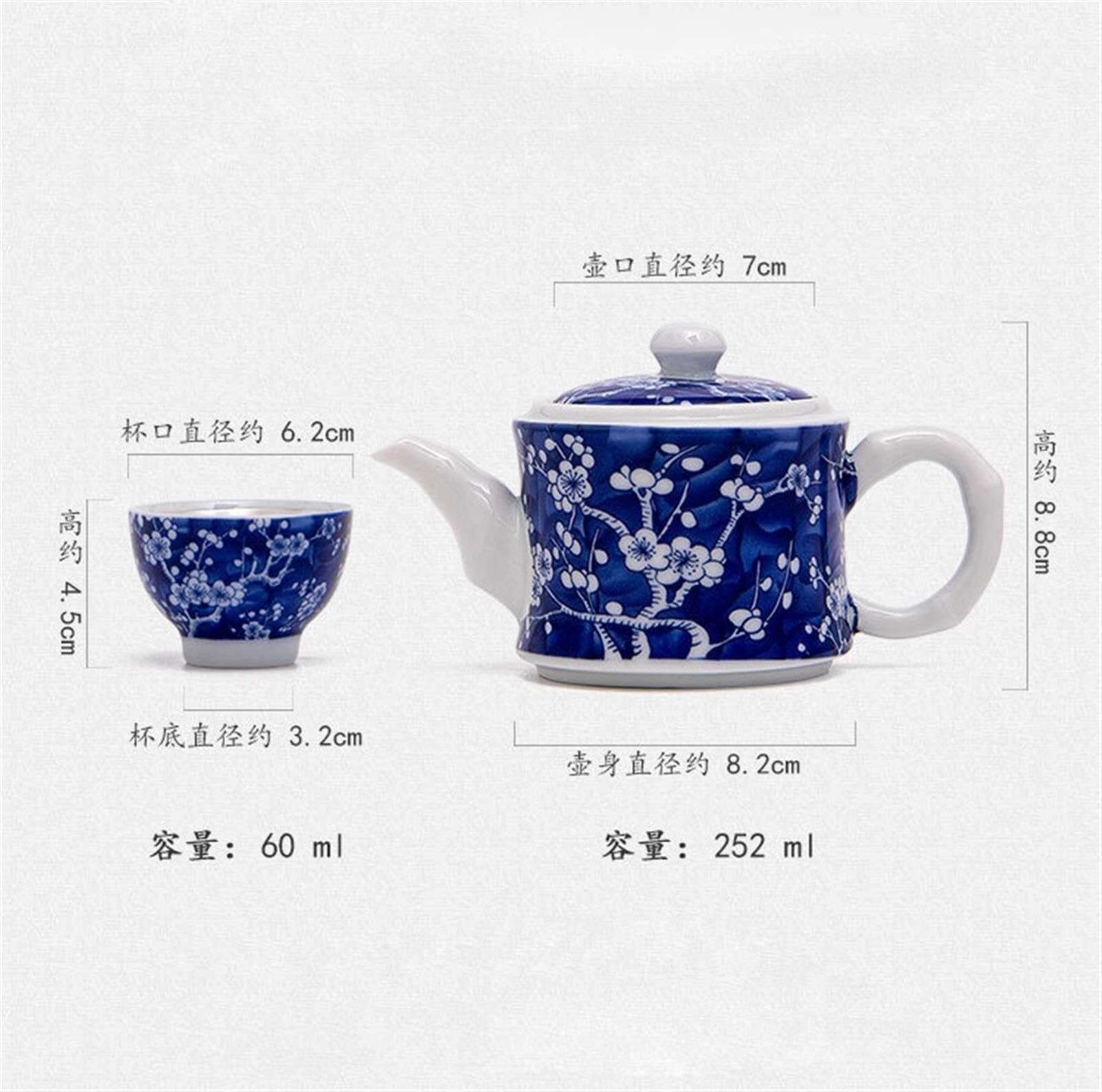 Silver Household Teapot with Ice Plum Blue White Porcelain, 999 Sterling Kung Fu Tea Set, Pot for Home, Office & Gifts 5