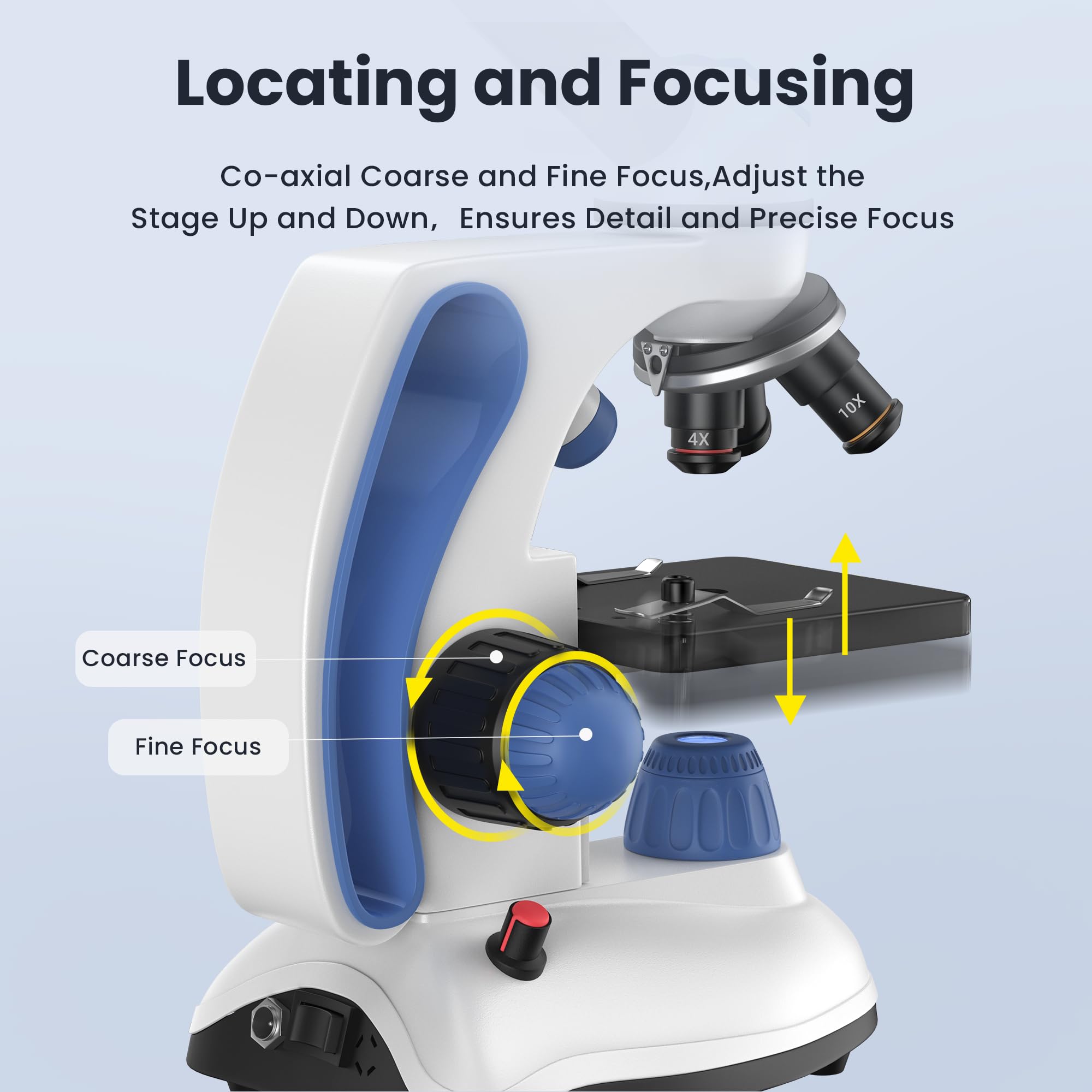 FoKoos Microscope FD10, 40X-1000X with 10pic Slides, Phone Adapter, Dual LED, Carrying Case, Binocular Compound Monocular Microscope kit for Kids Adults Students, Science School Lab Home Education 3