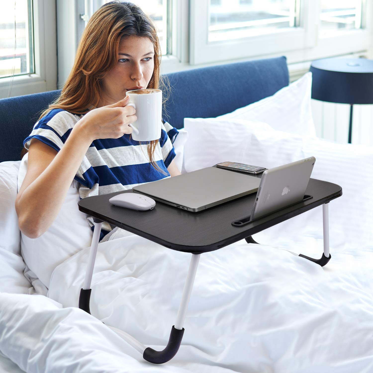 LXN Fashion LTT-0003 Multipurpose Laptop Table with Dock Stand & Non-Slip Legs Foldable and Portable Lapdesk for Study & Bed (Random Colour) 3