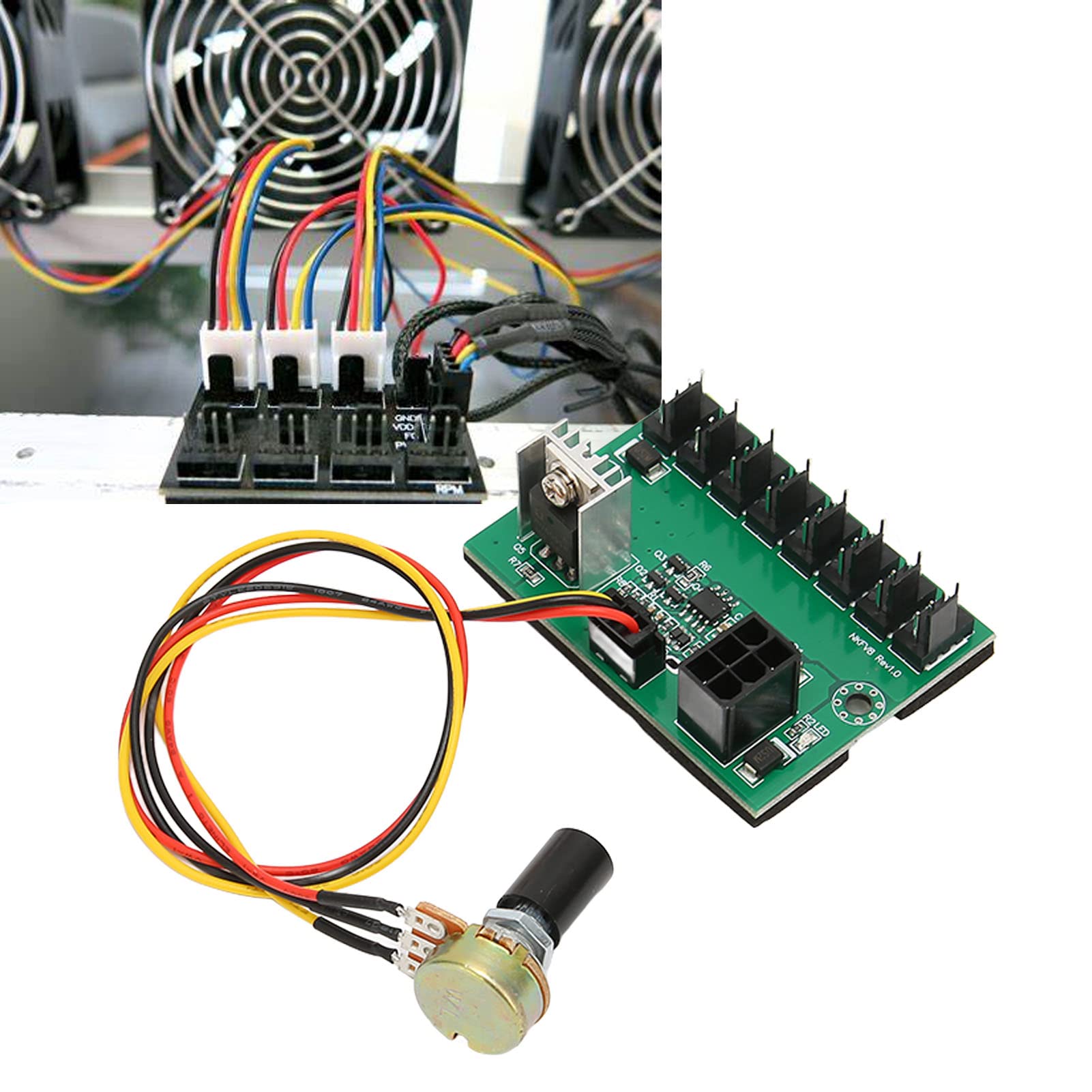PC Fan Hub, PC Chassis Cooling Fan Hub 6Pin Power Supply for Motherboard for PC Chassis 3