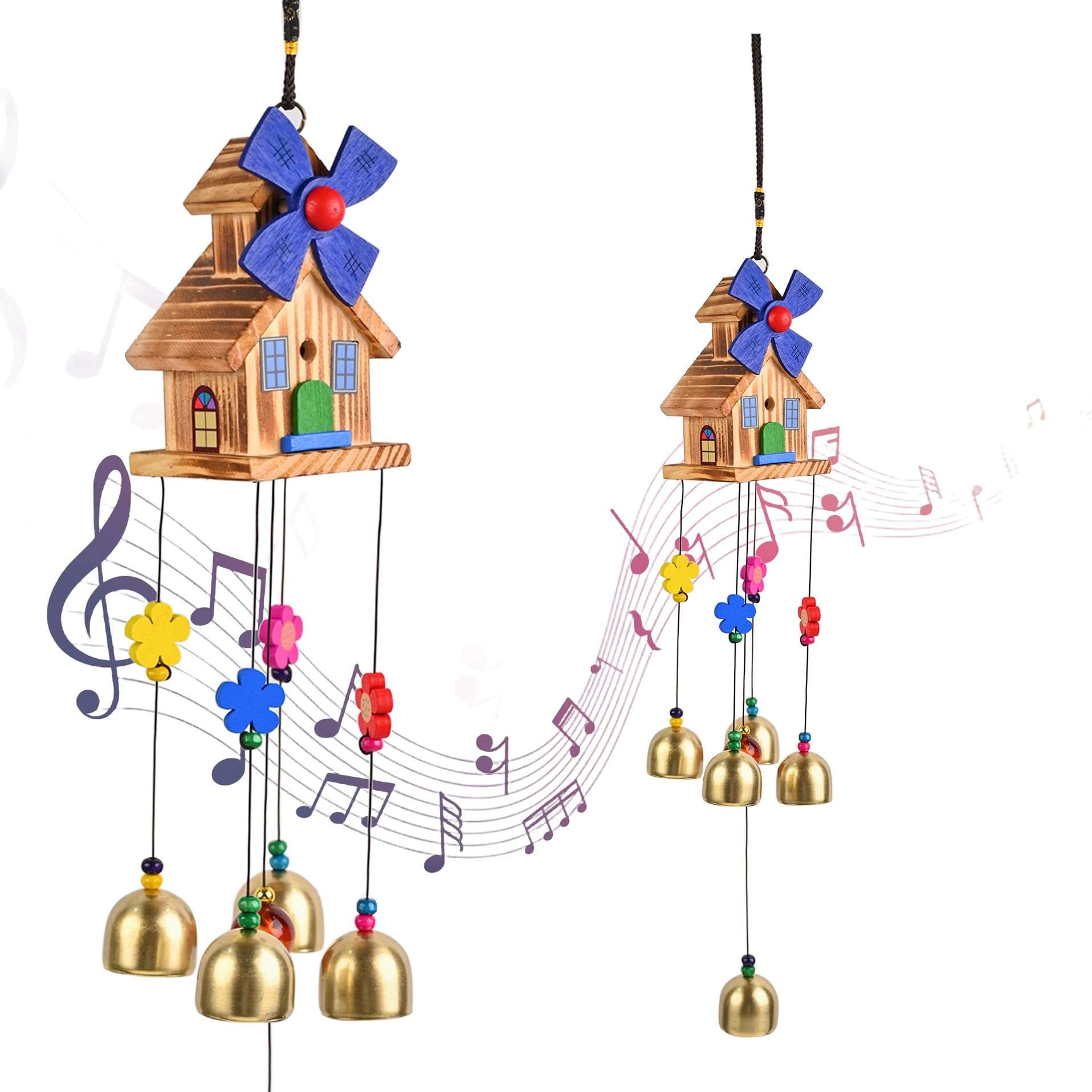 Hindcraft Wooden Wind Chimes for Balcony & Home Decoration | 5 Bells Hanging Showpiece for Living Room | Vastu & Positive Energy | House Warming Gift for Women & Home Decor Items 4