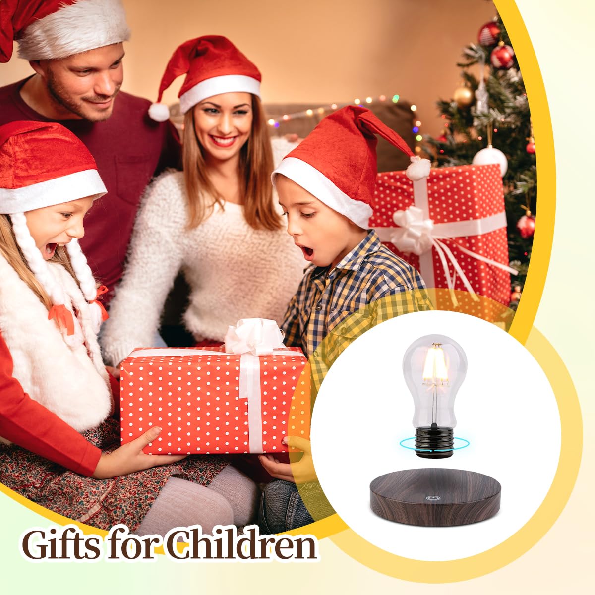 Floating and Levitating Bulb Light Lamp , Magnetic Levitation Wireless LED Bulb Light , Rotatable Night Light Levitates Freely for Room Table Office Desk Decor , Father Day's Gift for Boy Husband 5