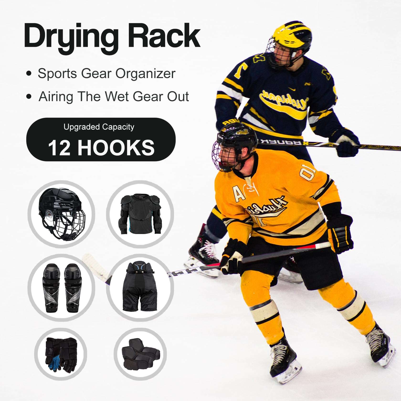 Hockey Equipment Drying Rack for Hockey Accessories Hockey Gear Dryer Hanger Organizer for Ice Field Hockey Goalie Lacrosse Football Baseball Small Hockey Stuff Tools Things Hockey Player Lover Gifts 3