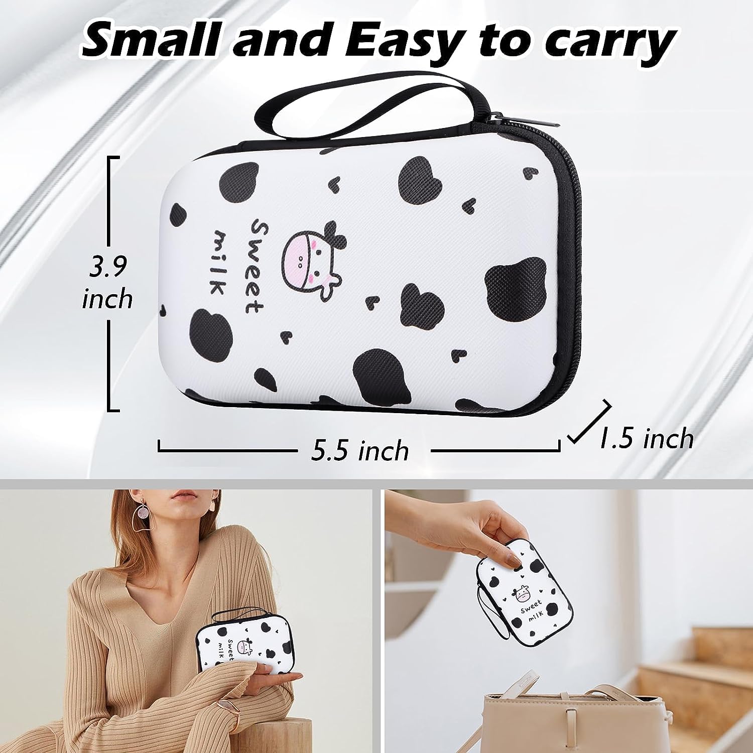 VNJ External Hard Drive Portable Carrying Case Milk Cow 4