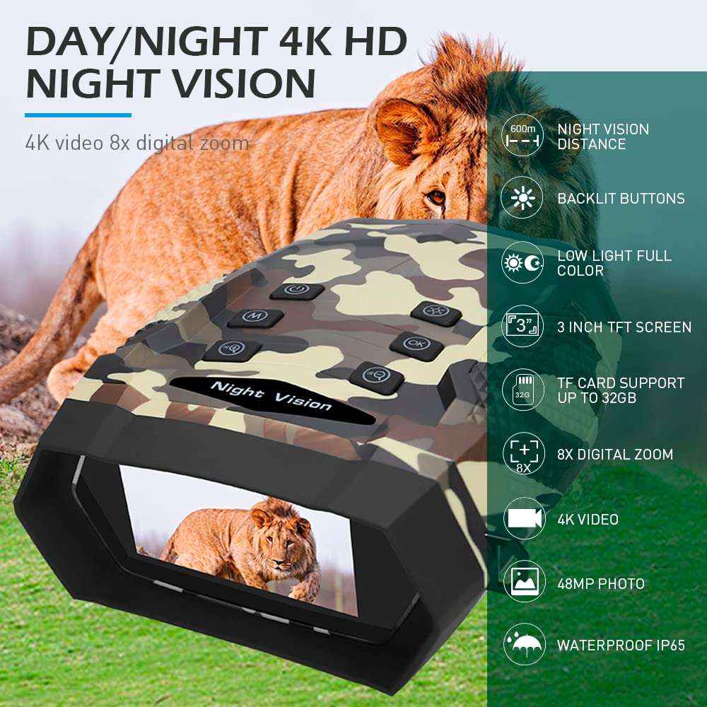 DUEBEL Digital Night Vision Goggles, 4K Night Vision Binoculars for Adults, can Save Photo and Video | 656yd Range, 8X Digital Zoom | Tactical Color Perfect for Hunting, Survival Gear, Security Etc. 2