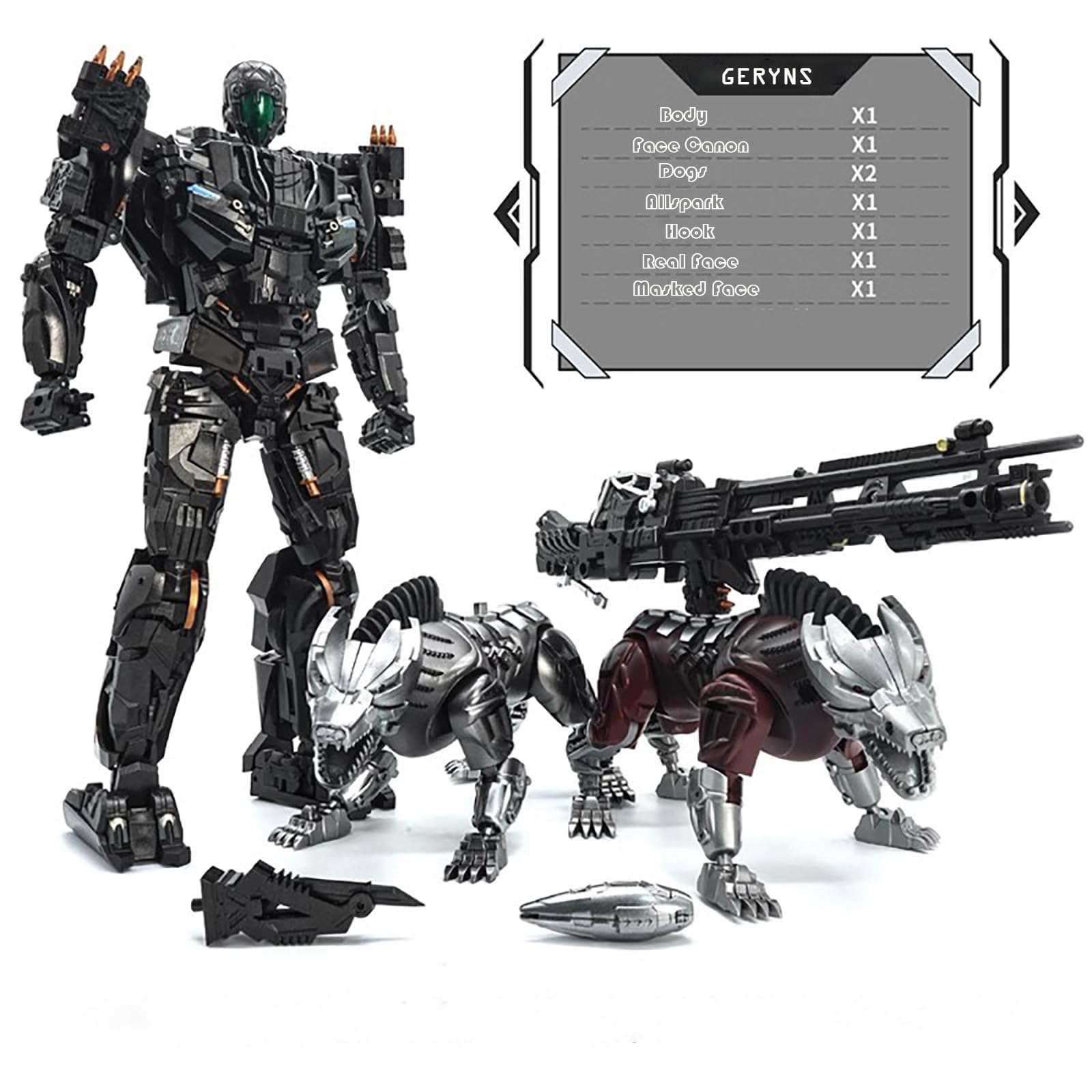 GERYNS Transformation Toy Action Figure Sportscar Deformable Robot 9.5-inch with 2 Dogs for Adults Kids 3