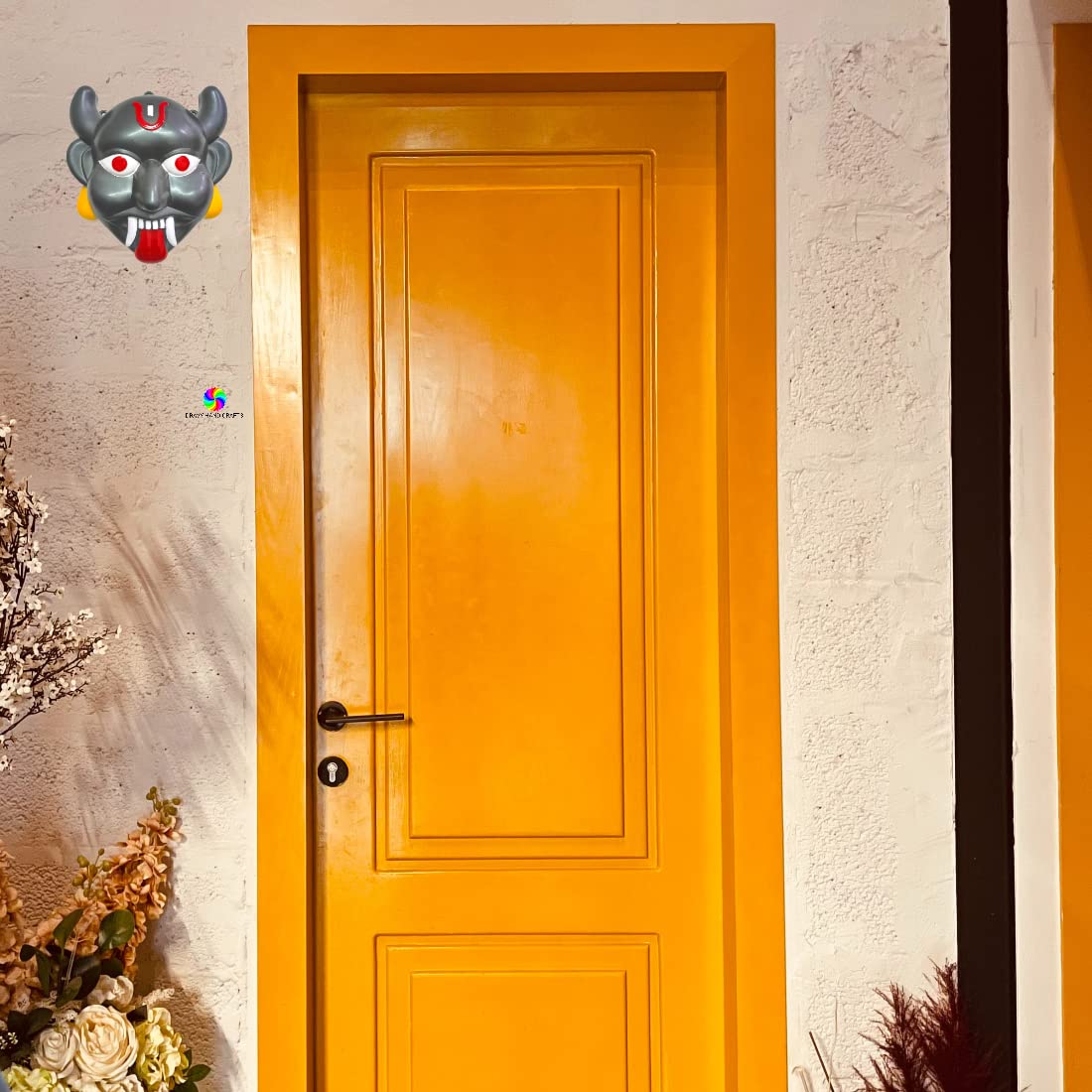 DRAVY HANDICRAFTS Nazar Battu for home entrance Evil Eye Protector Plastic Mask For Pooja Wall Hanging Nazar Suraksha Kawach for House Entrance, Office, Shops, Car, Truck (Size- 7X7 Inches) 3