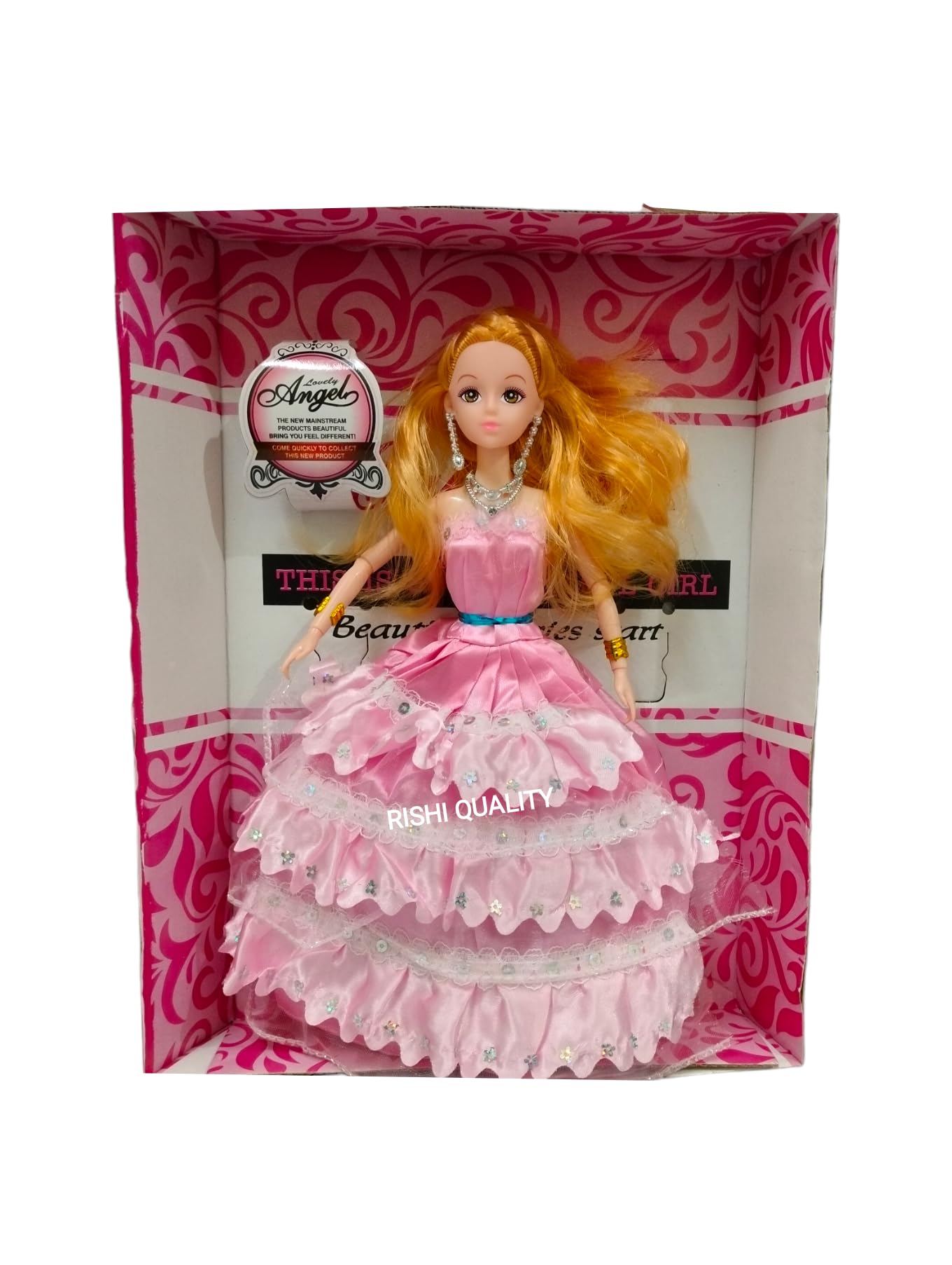 RISHI QUALITY Beautiful Dress Doll Toy with Moveable Arms , Hand for Girl. Doll with Accessoires for Playing. Birthday Return, Wedding, Diwali Gift. (Angle Cute Doll) 6