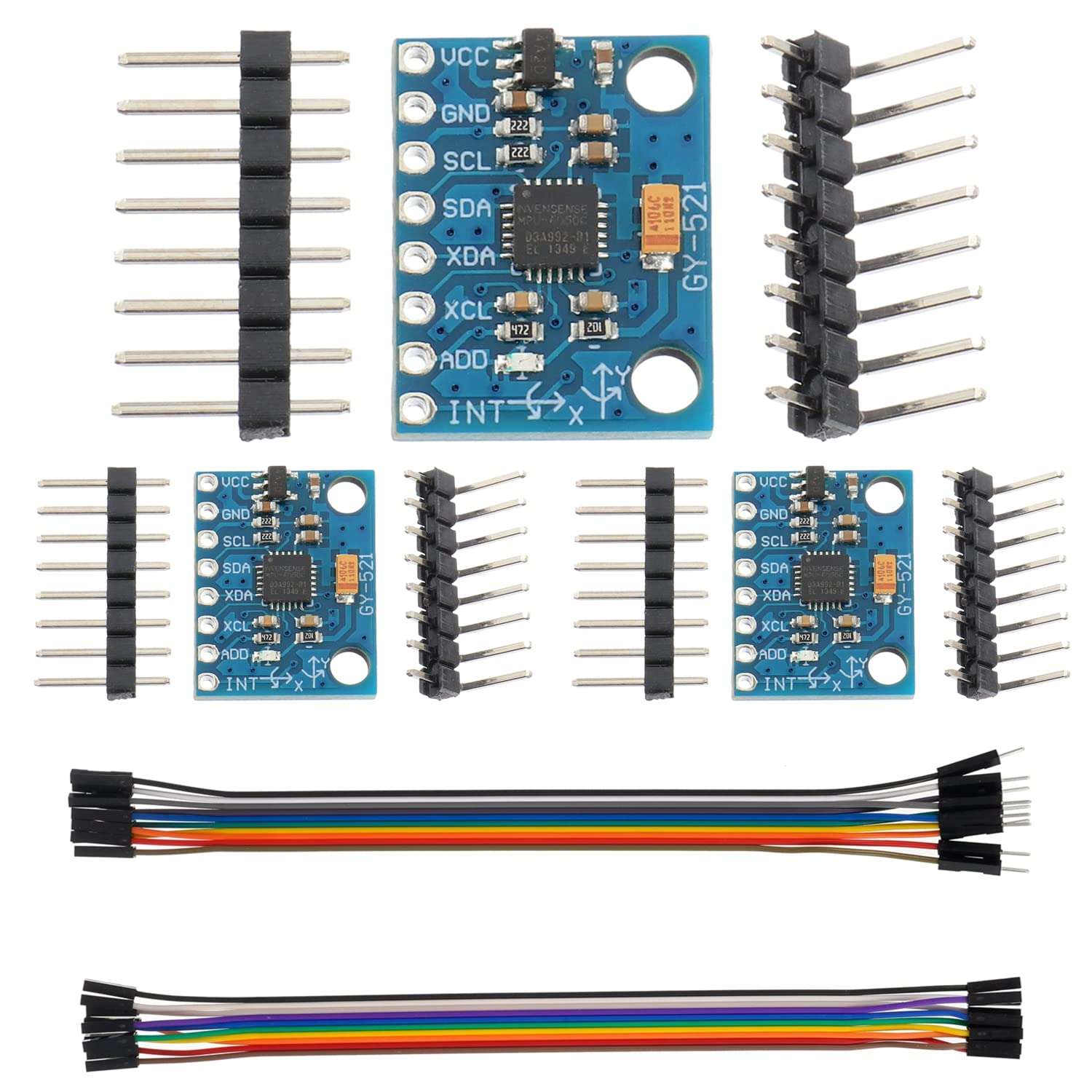 EPLZON 3pcs MPU-6050 GY-521 MPU6050 3 Axis Accelerometer Module 6 DOF Gyroscope Sensor Module 16 Bit AD Converter Data Output IIC I2C for Arduino 1