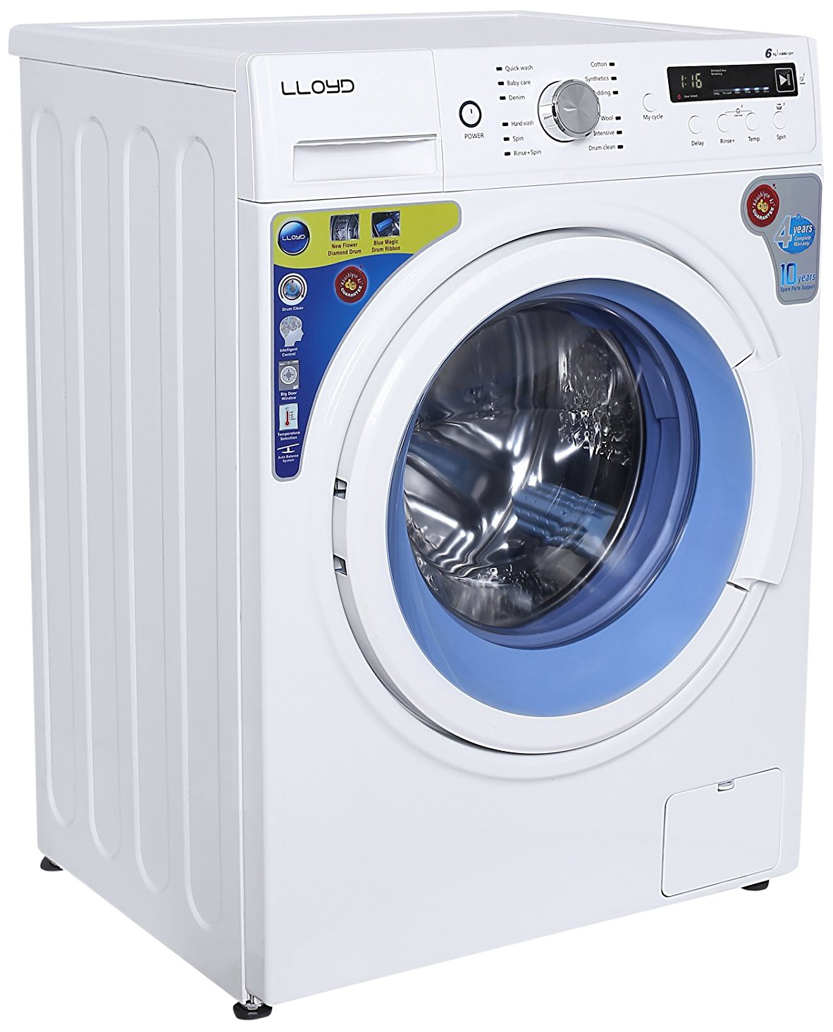 Lloyd 6 kg Fully-Automatic Front Loading Washing Machine (LWMF60, White and Blue) 5