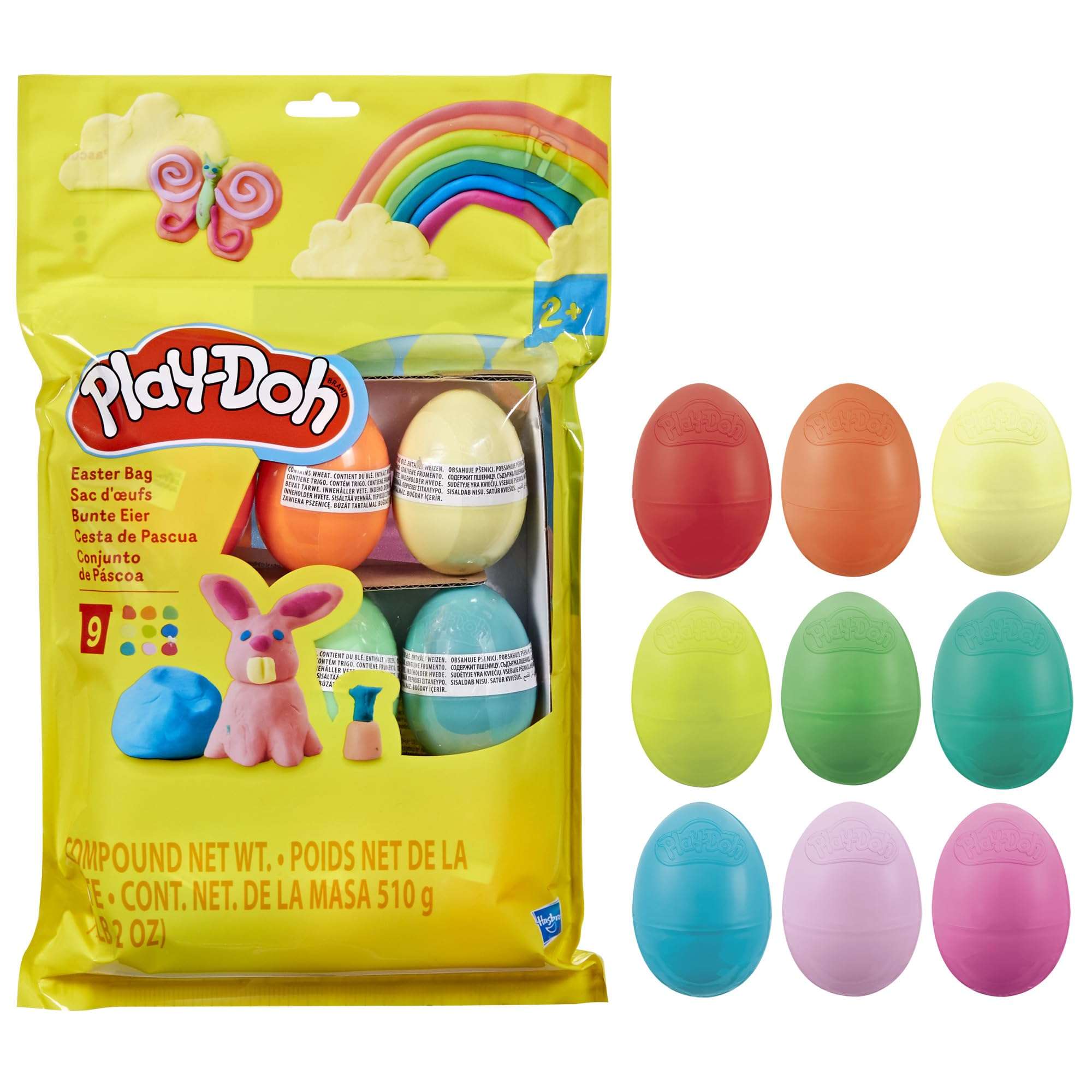 Play-Doh Easter Eggs Bag 9 Pack, 2 Ounces Each, Assorted Colors, Preschool Crafts for Kids 2 Years and Up, Easter Basket Toys 2