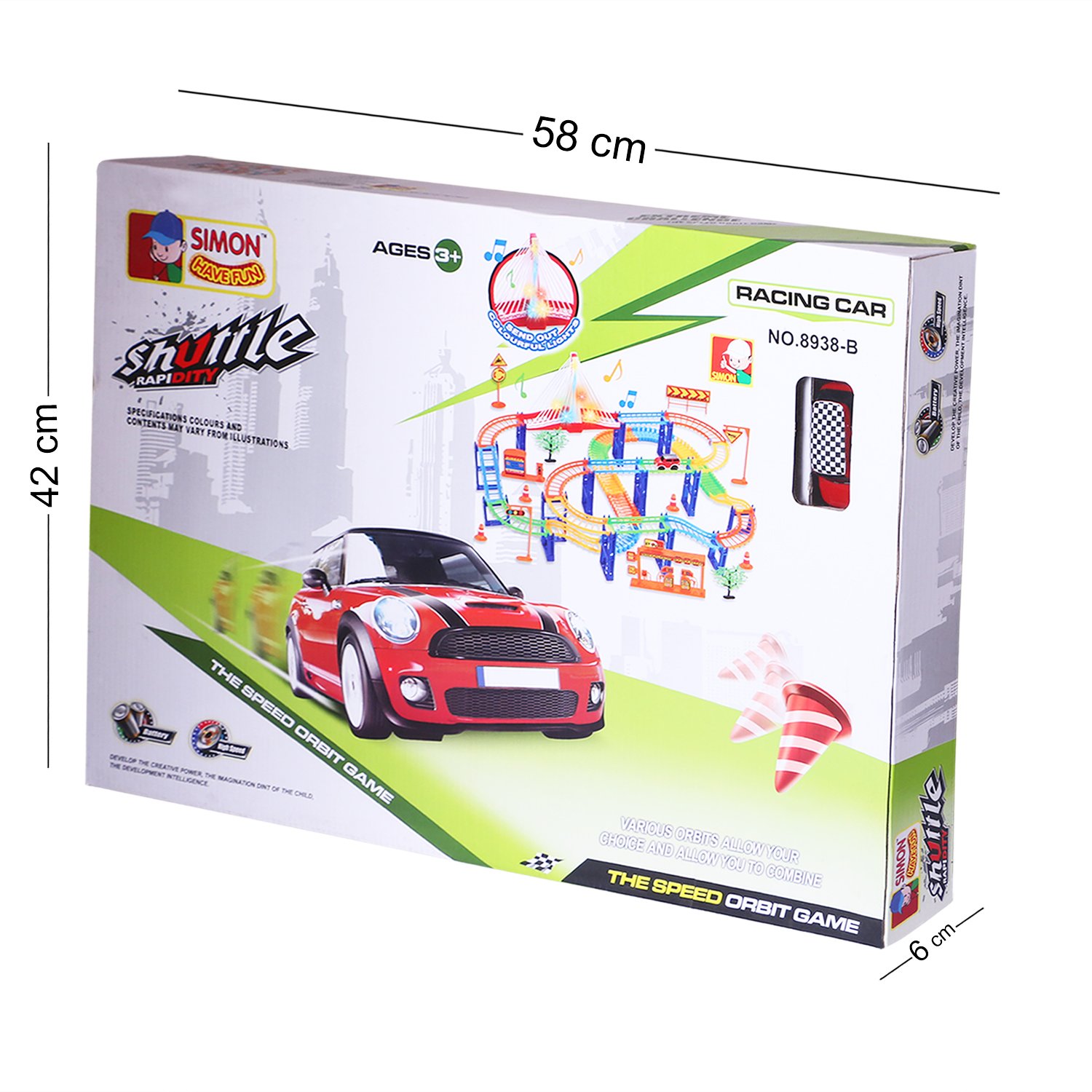 Simon - Shuttle Track Set Toy CAR - 18 Pieces. Multi Color Building Bricks Educational Vehicles Toy Gift Set for Kids. 1