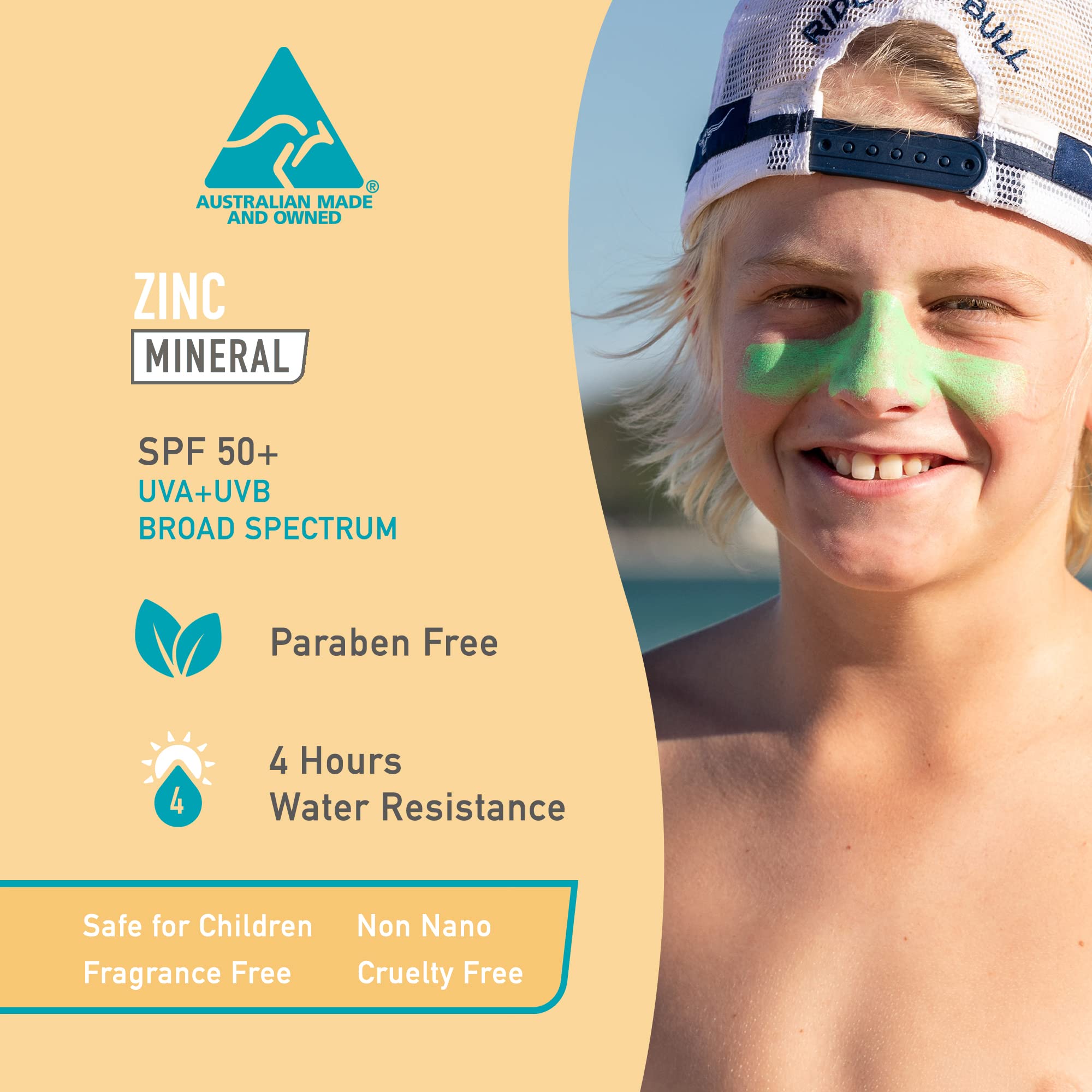 Sun Zapper Zinc Stick Mineral Sunscreen (Light Skin Tone, Pink, Blue, Green, Yellow) SPF 50+ Water Resistant for Face & Body, Adults, Kids, 8-Pack Broad Spectrum Sun Block, Made in Australia 5