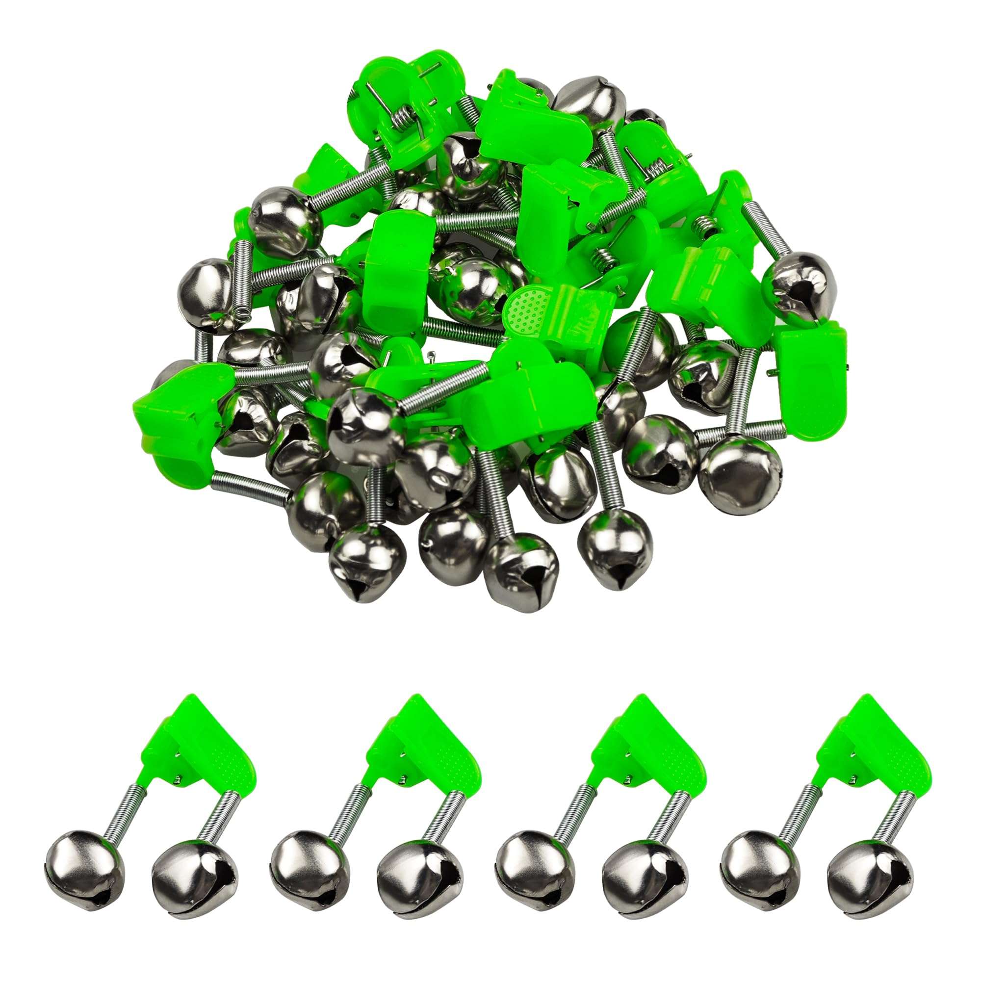 Runseaway 25Pcs Plastic Fishing Rod Alarm Bells, Dual Alert Clip On Bell for Fishing Rods, Loud Plastic Fish Bite Alarm, Fishing Bells Suitable for All Types of Fishing Rods 1