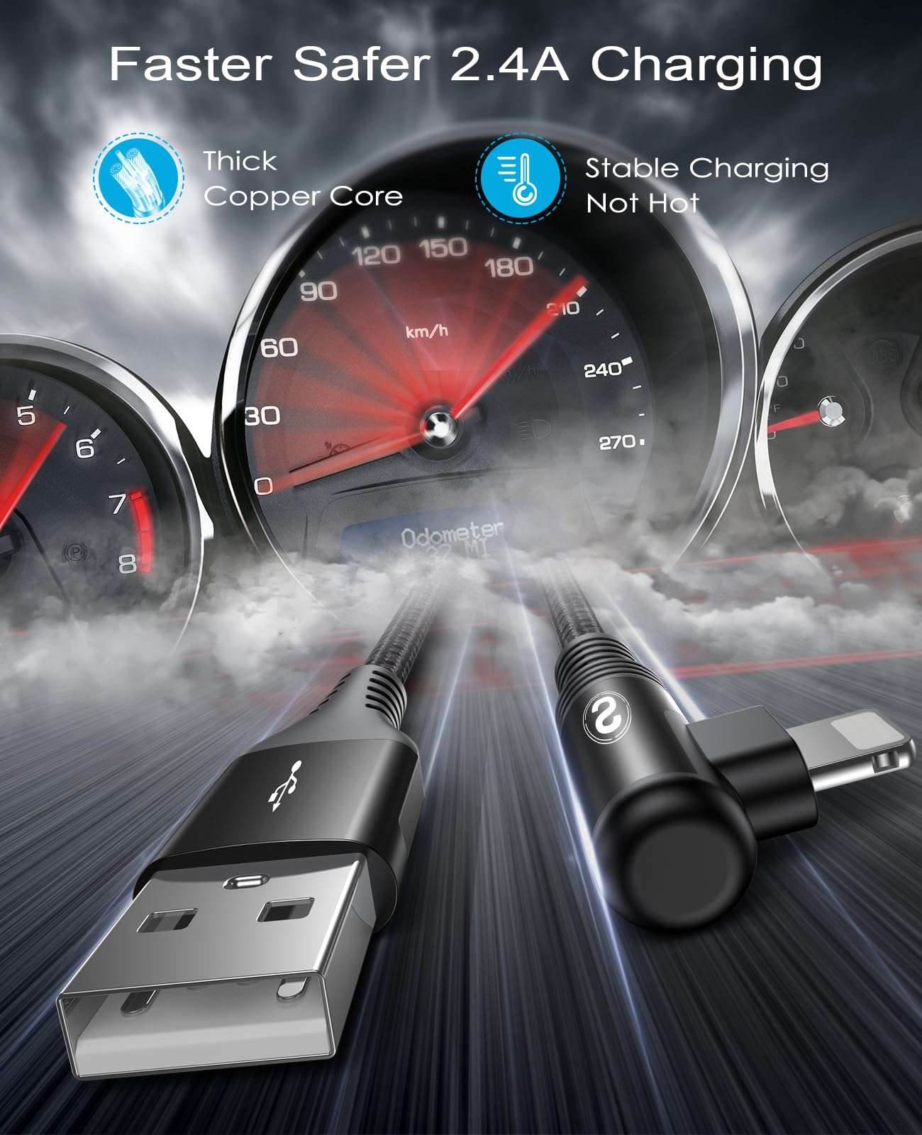 Right Angle i Phone Charger Cable 2-Pack, 3.3FT, [Apple MFi Certified] Ligtning Cable Fast Charging Nylon Braided Compatible with i Phone 14/13/12/11 Pro Max/XS MAX/XR/XS/X/8/7/Plus/6S/6/SE/5S/i Pad 5