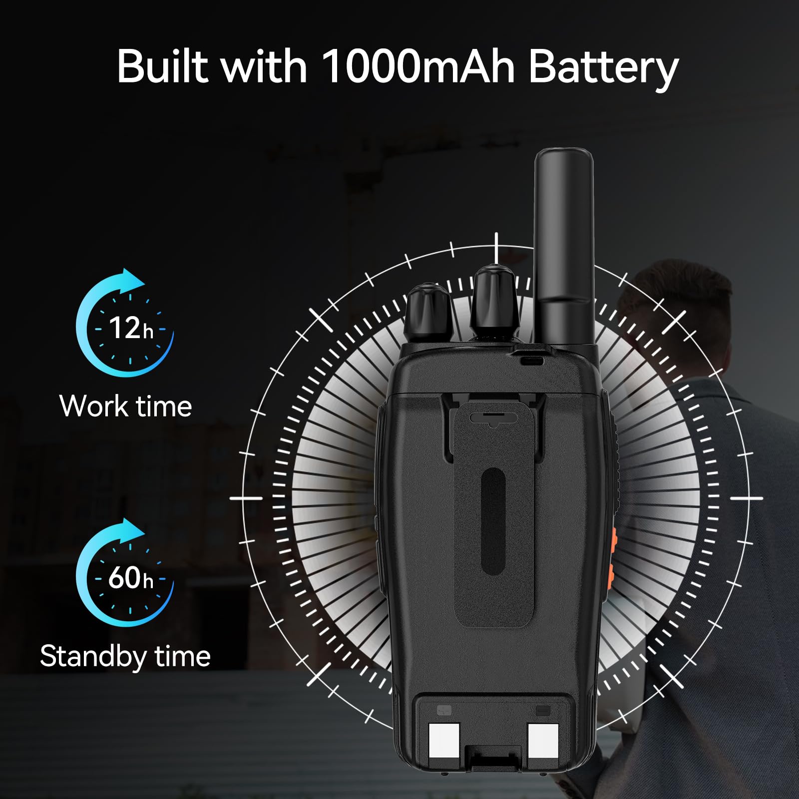 Retevis H-777 2 Way Radios Walkie Talkies Long Range, Rechargeable Two Way Radios, Hand Free Adults Walkie Talkies with Charging Base(Black, 20 Pack) 5